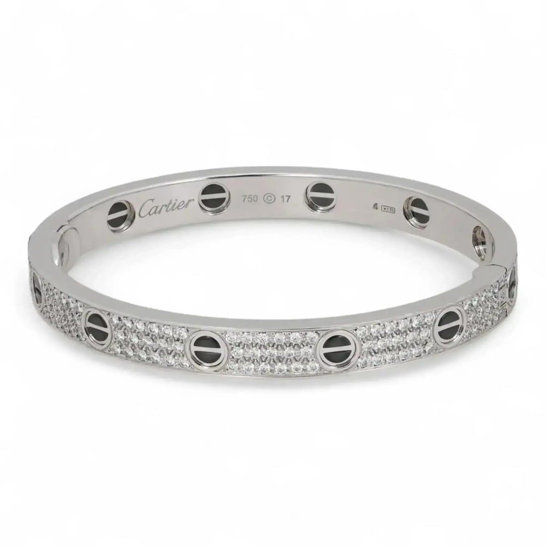 Cartier Love Classic Paved Ceramic Bracelet 18K White Gold 2.00ct: Cartier Love Classic Paved Ceramic Bracelet 18K White Gold 2.00ct Discover the timeless elegance of the Cartier Love Classic Model Paved Ceramic Bracelet, crafted in luxurious 18K white gold. This exq
