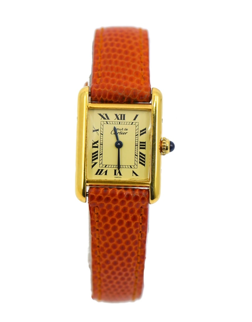 Cartier Tank 1613 Sterling Silver Quartz Wristwatch with Leather Band (1 of 5)