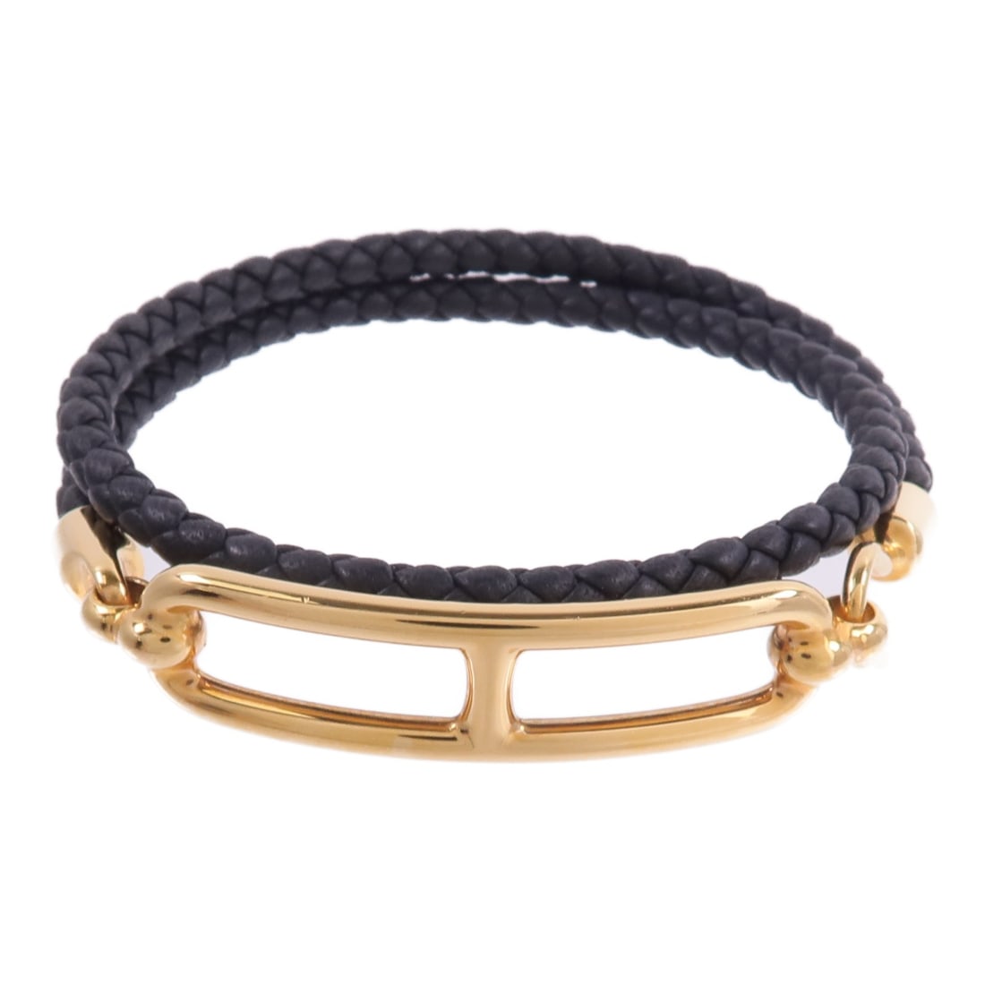 Hermes Roulis Swift Leather Double Tour Black Bracelet GHW (1 of 9)