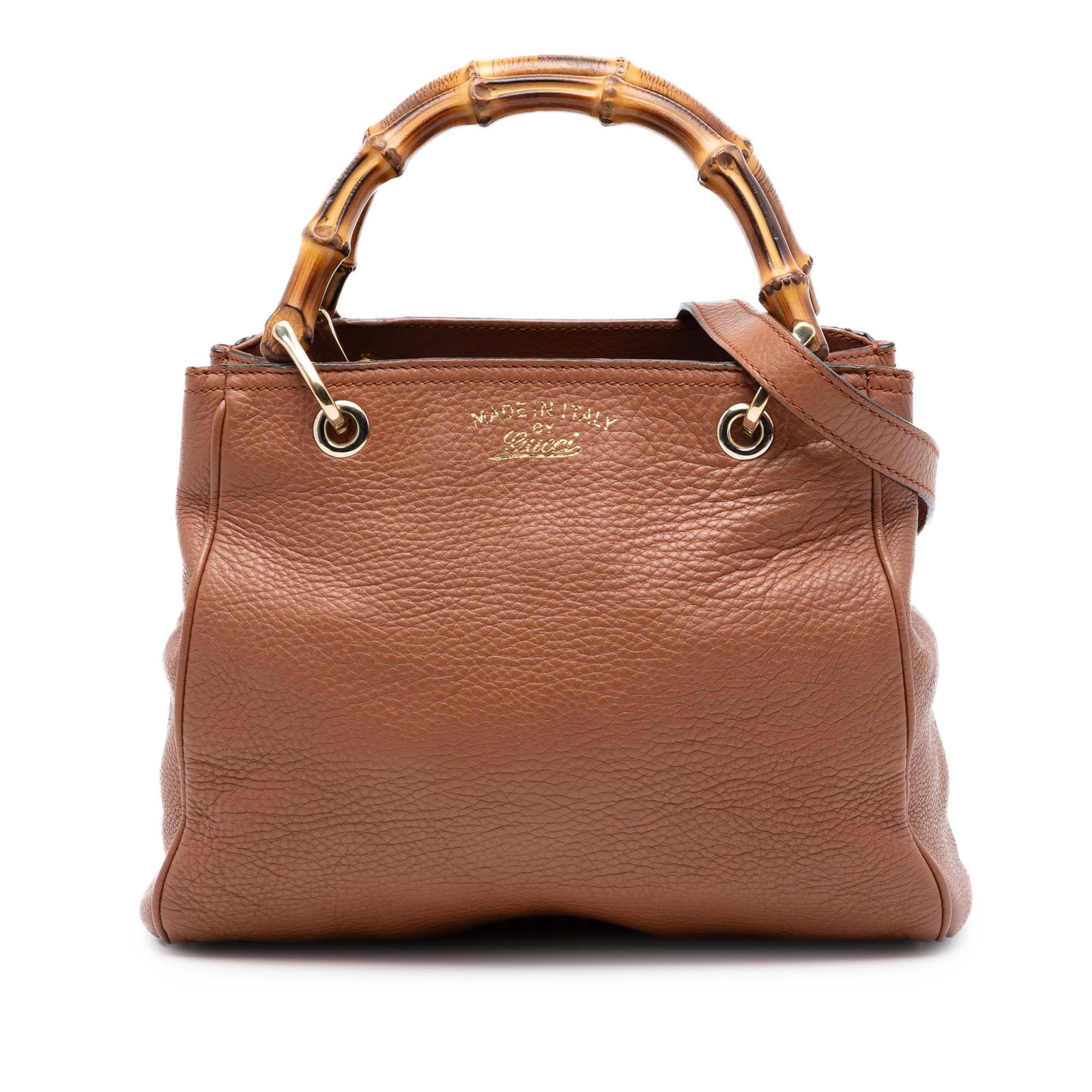 Gucci Bamboo Handle Small Leather Shopper Satchel Bag: Gucci Bamboo Handle Small Leather Shopper Satchel Bag This Gucci Small Calfskin Bamboo Shopper Satchel features a leather body with bamboo top handles, a detachable flat leather strap, an open top wit