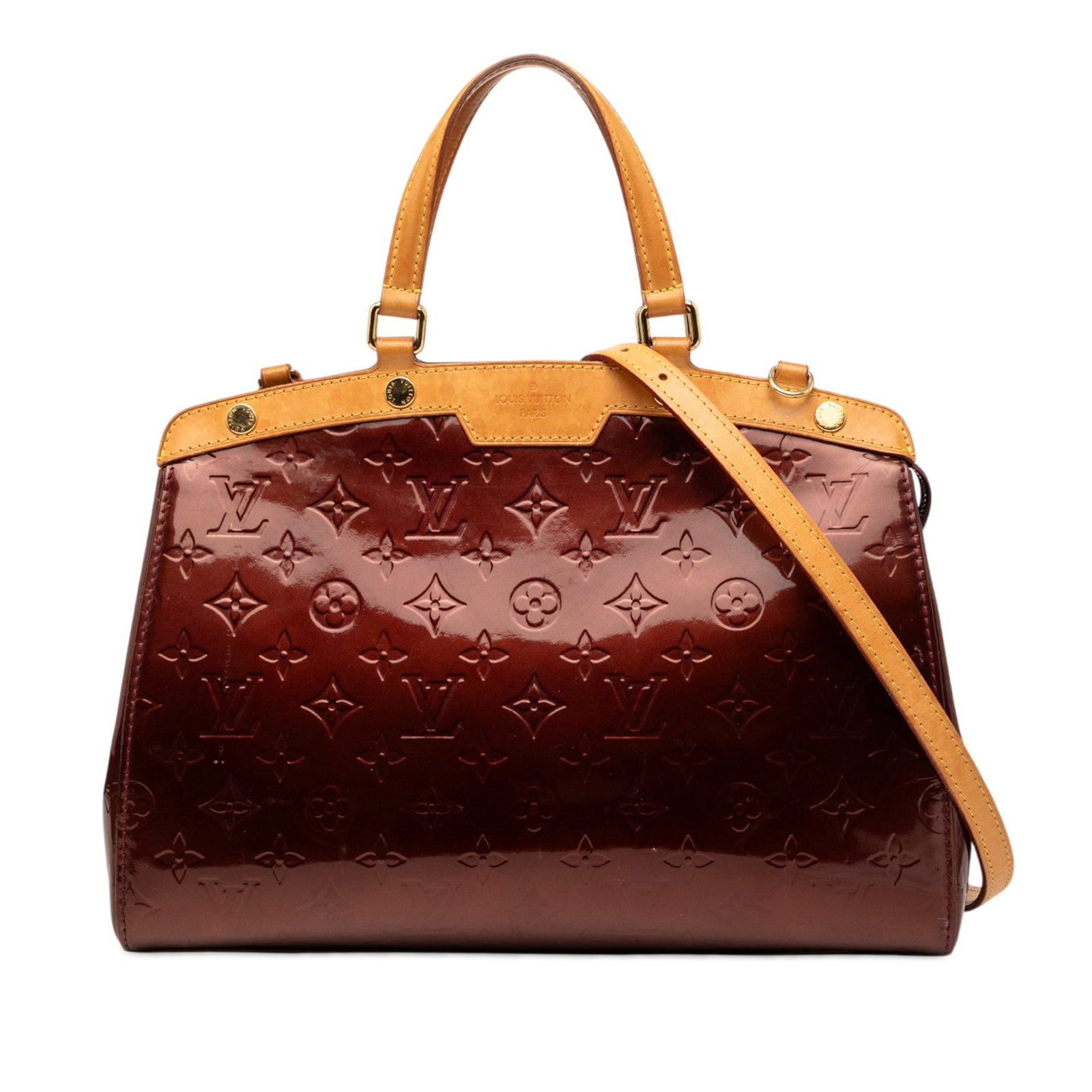 Louis Vuitton Brea MM Monogram Vernis leather handbag red: Louis Vuitton Brea MM Monogram Vernis leather handbag red Louis Vuitton Monogram Vernis Brea MM handbag in red vernis leather with flat vachetta leather handles, a detachable flat vachetta leather str