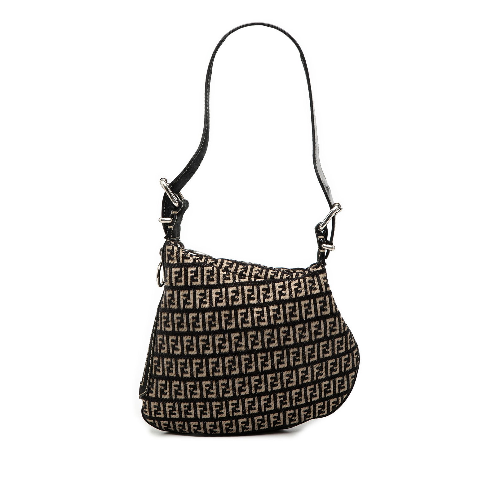 Fendi Zucchino Canvas Shoulder Bag with Leather Trim (1 of 6)