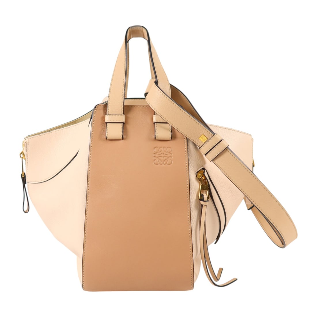 LOEWE Hammock Small Pink Calfskin 2way Shoulder Bag GHW: LOEWE Hammock Small Pink Calfskin 2way Shoulder Bag GHW This LOEWE Hammock Small Hand Shoulder Bag is crafted from high-quality calfskin leather in a pink finish. Designed for versatility, it can be c