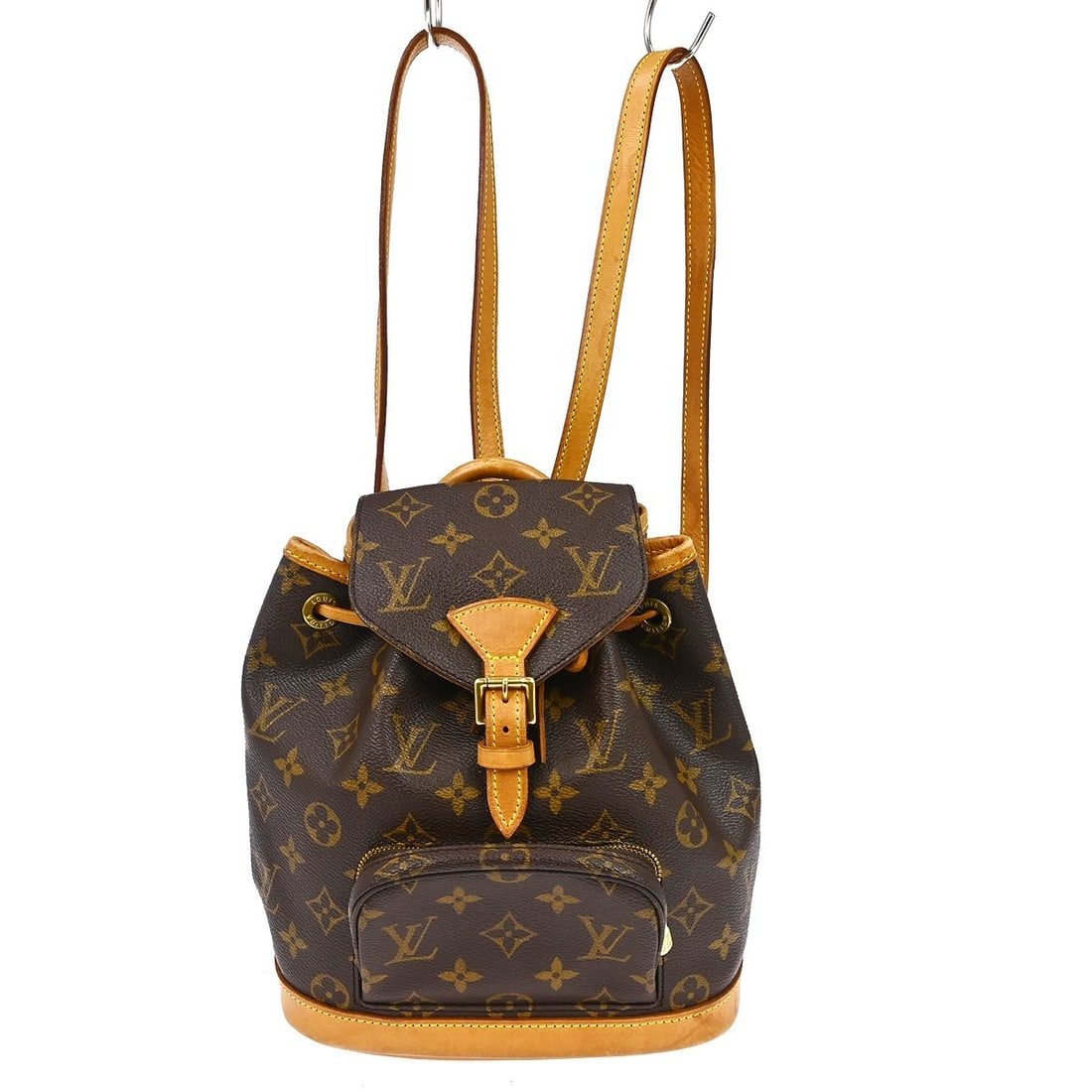 Louis Vuitton Mini Montsouris Monogram Canvas Backpack Brown M51137: Louis Vuitton Mini Montsouris Monogram Canvas Backpack Brown M51137 Vintage Louis Vuitton Mini Montsouris backpack in brown Monogram canvas with leather trim. This small backpack features a flap buckl