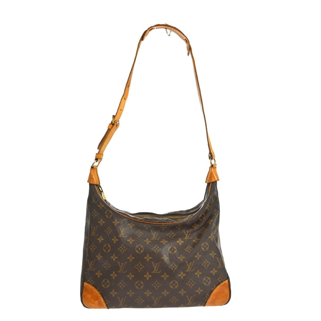 Louis Vuitton Boulogne 35 Monogram Canvas Shoulder Bag M51260: Louis Vuitton Boulogne 35 Monogram Canvas Shoulder Bag M51260 Vintage Louis Vuitton Boulogne 35 shoulder bag in brown Monogram canvas with leather trim and a beige lining. This women's shoulder bag fe