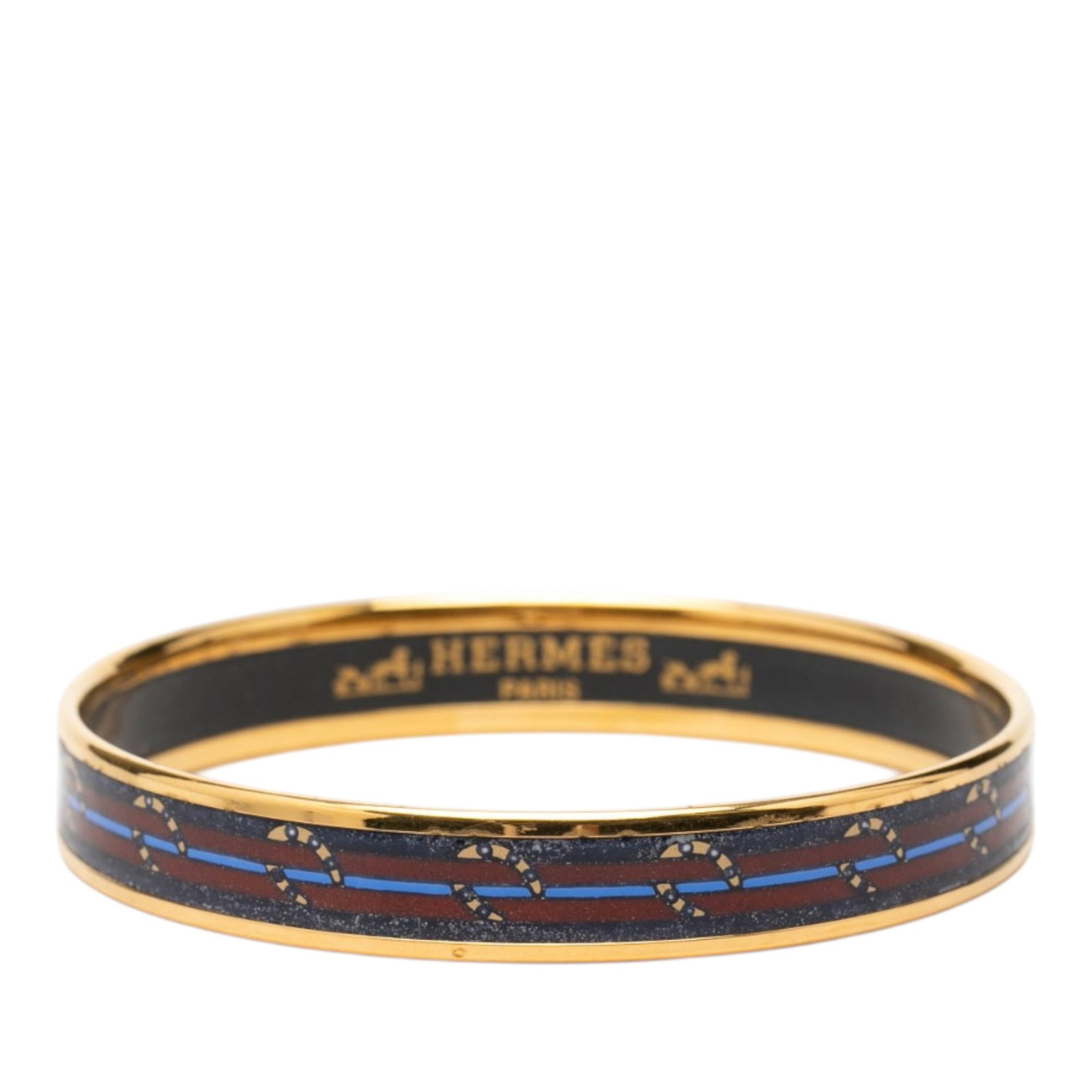 Hermes Purple Cloisonne Enamel Narrow Horse Horseshoe Bangle 62 (1 of 5)