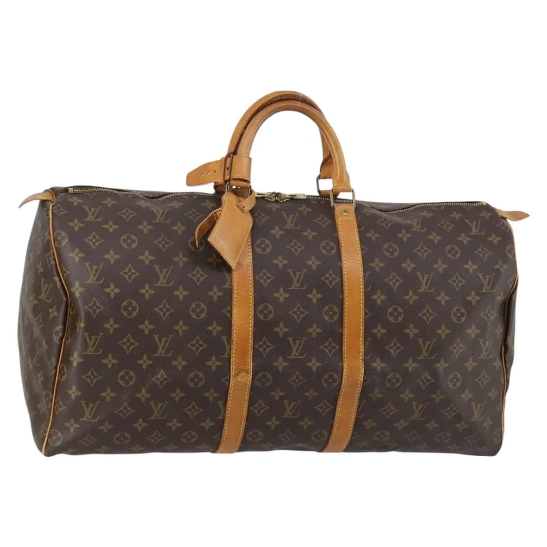 Keepall 55 Monogram Canvas Travel Bag by Louis Vuitton: Keepall 55 Monogram Canvas Travel Bag by Louis Vuitton This Louis Vuitton Keepall 55 bag features the iconic monogram canvas suitable for unisex use. It measures 55cm x 27cm x 25cm and originates from