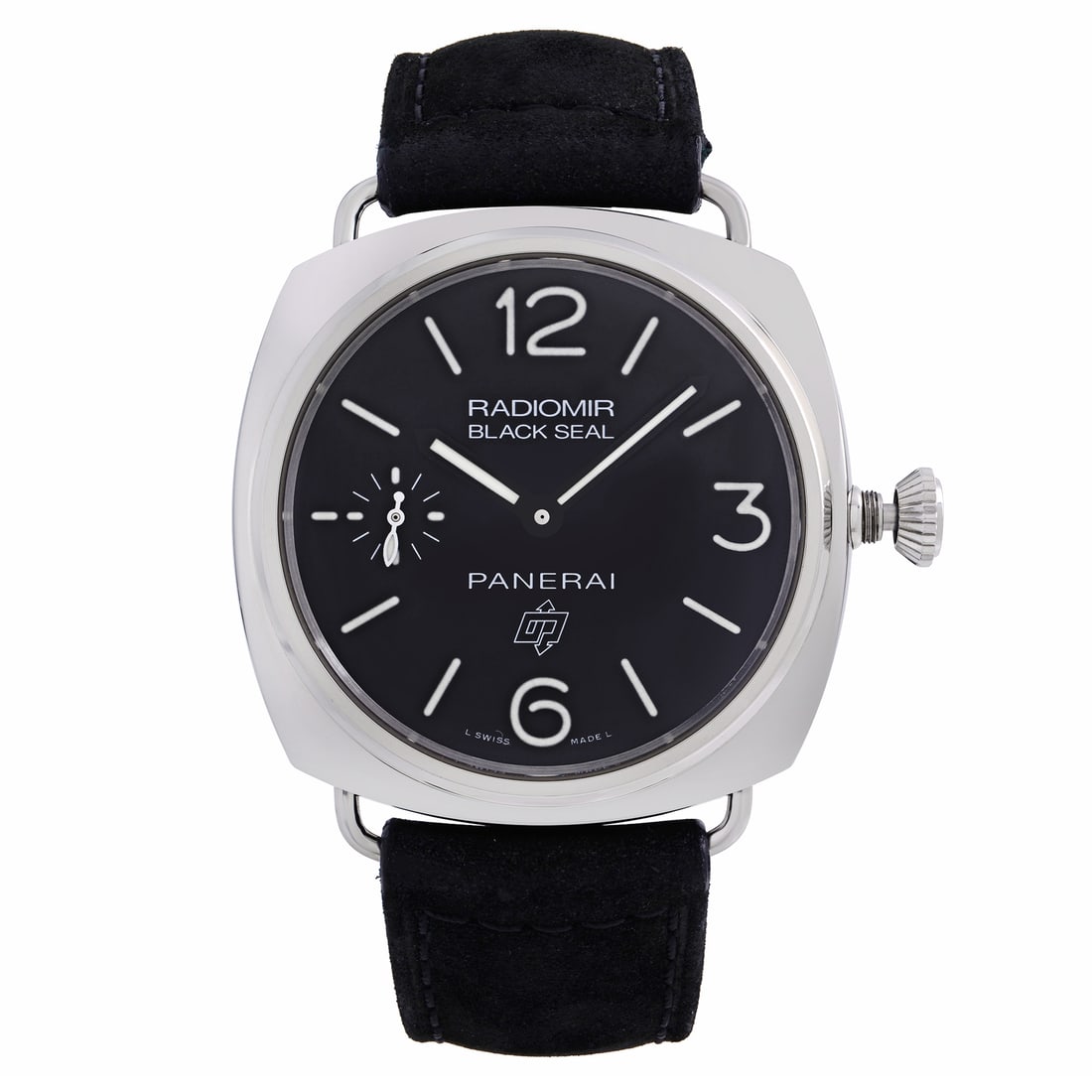 Panerai Radiomir Black Seal Steel Manual Wind Watch with Black Dial PAM00380: Panerai Radiomir Black Seal Steel Manual Wind Watch with Black Dial PAM00380 The Panerai Radiomir Black Seal PAM00380 is a men's wristwatch featuring a stainless steel case with a polished finish and 