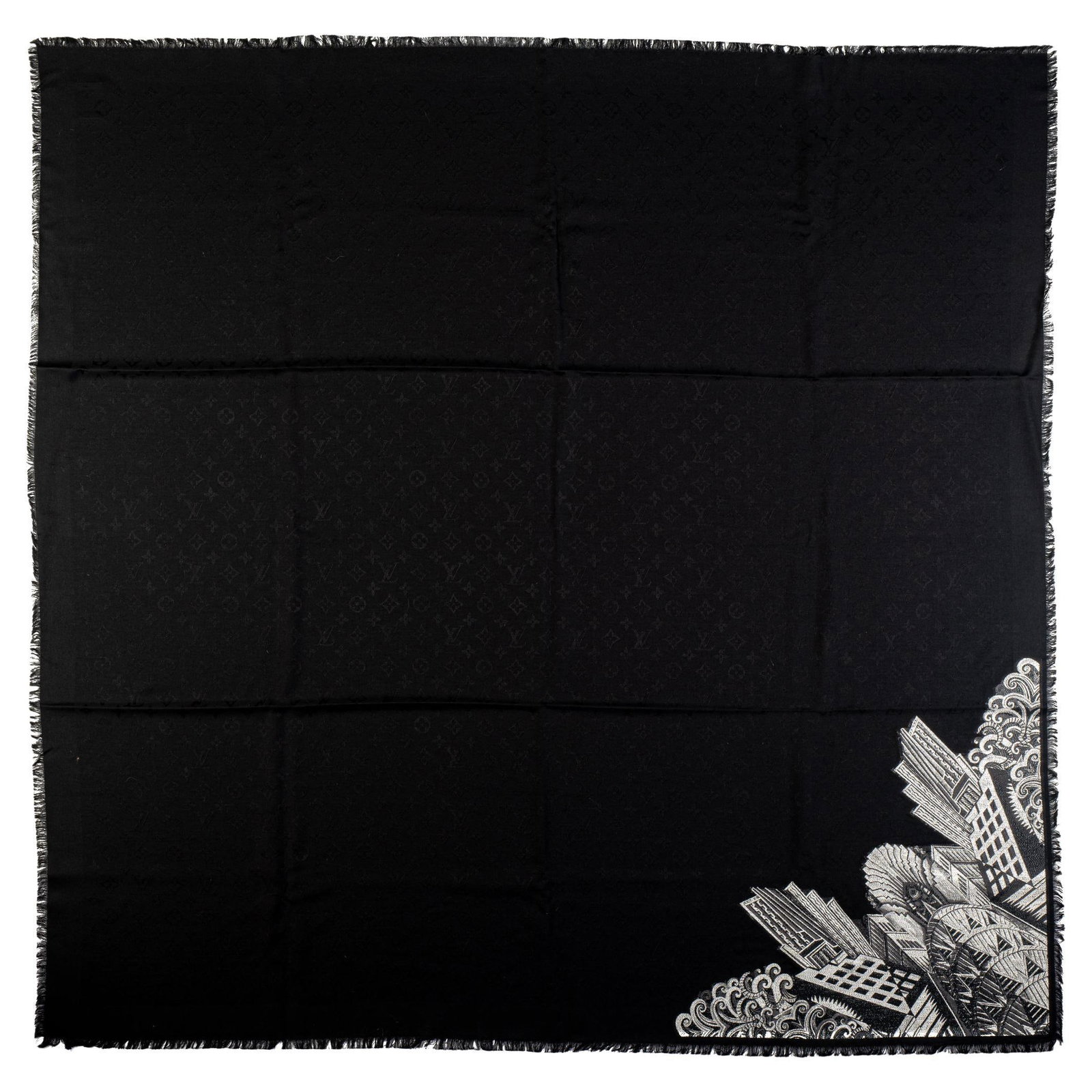 Louis Vuitton New York Limited Edition Silk Wool Shawl: Louis Vuitton New York Limited Edition Silk Wool Shawl This exquisite Louis Vuitton limited edition shawl features a striking New York Skyscraper design, making it a perfect accessory for any fashion-