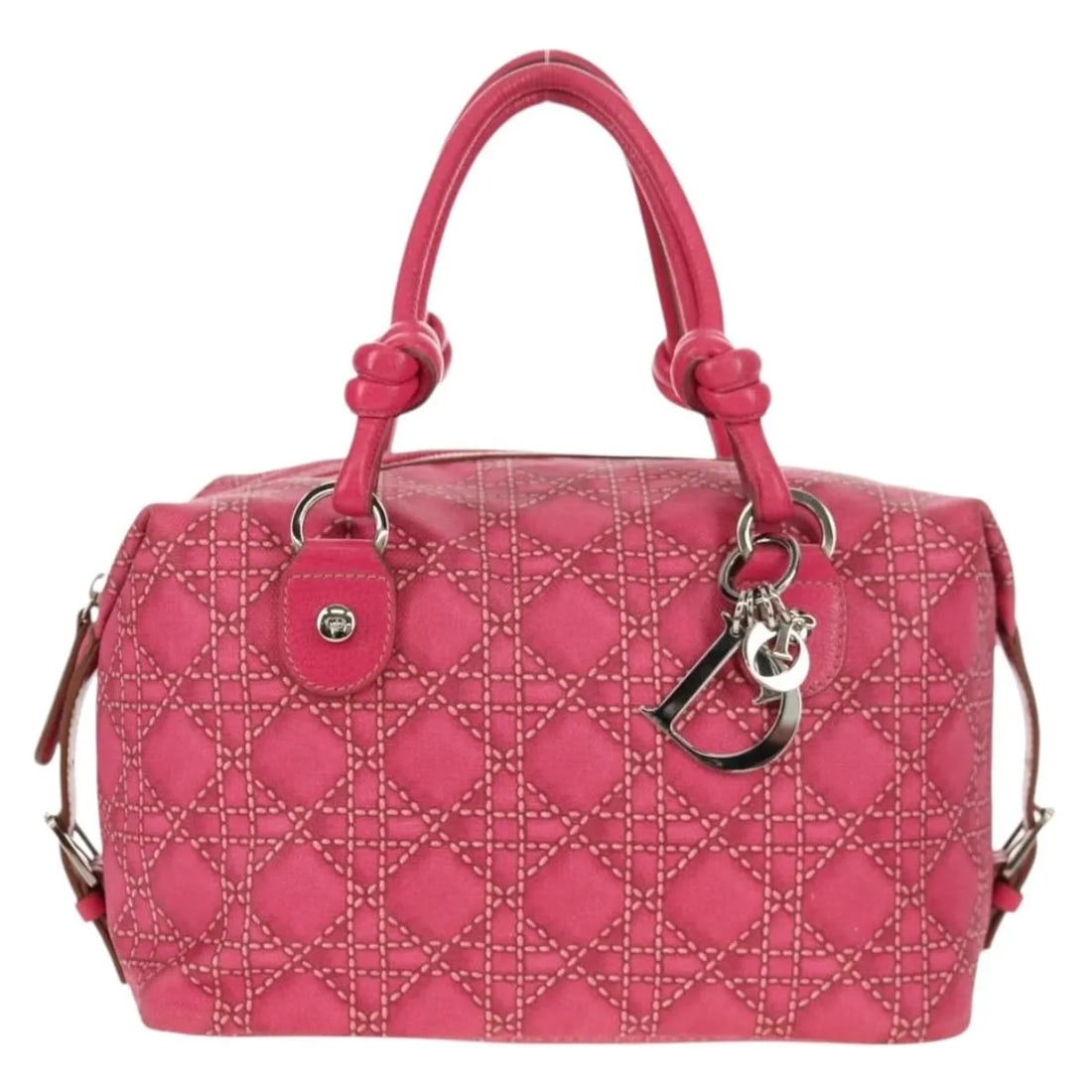 Pink Canvas Handbag Christian Dior Cannage Italy (1 of 18)
