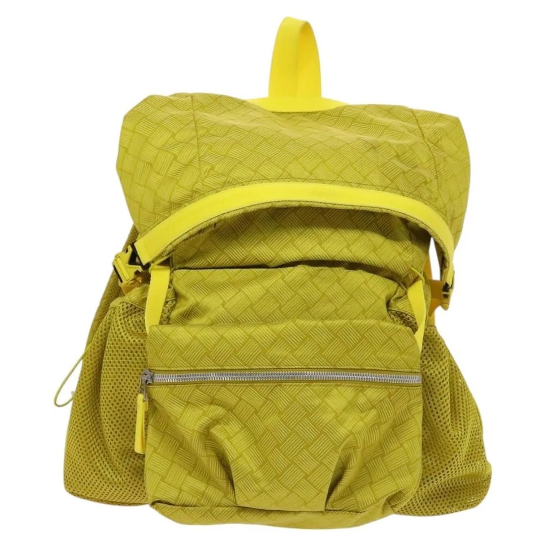 Bottega Veneta Vintage Backpack Yellow Nylon Italy: Bottega Veneta Vintage Backpack Yellow Nylon Italy This vintage Bottega Veneta backpack for women is crafted from durable yellow nylon. It features a spacious design with exterior and interior pockets