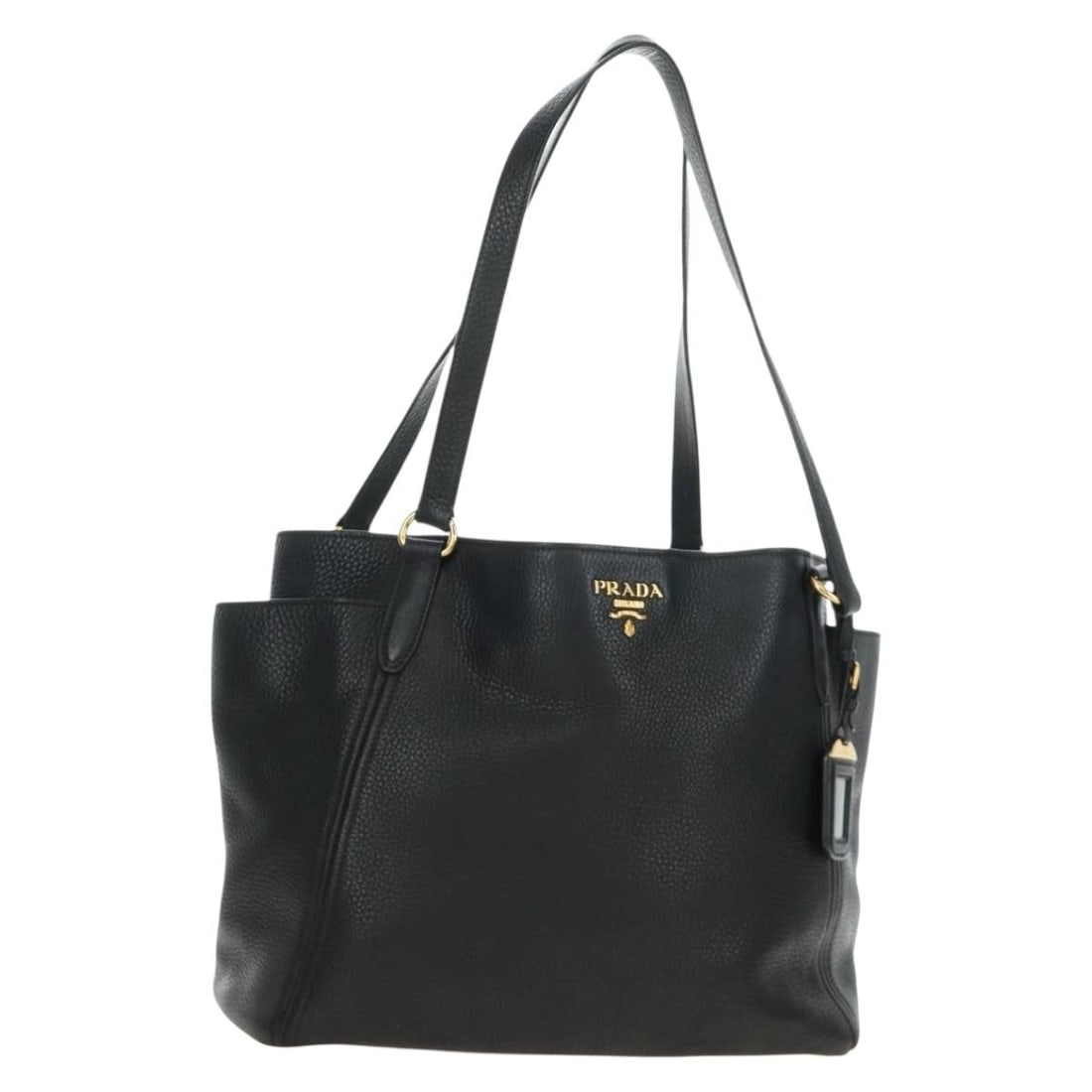 PRADA Vitello Daino Leather Tote Bag Black with Dust Bag Name Tag (1 of 18)