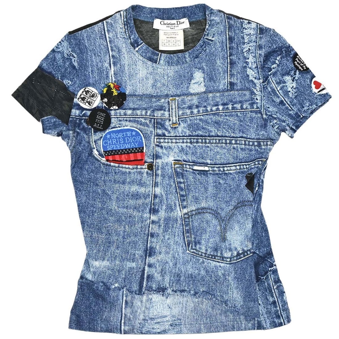Dior Miss Diorella Blue Cotton Short Sleeve T Shirt FR 36: Dior Miss Diorella Blue Cotton Short Sleeve T Shirt FR 36 Christian Dior Miss Diorella blue T-shirt top in 100% cotton with a regular fit, round neckline, short sleeves, and logo accent. Made in Franc
