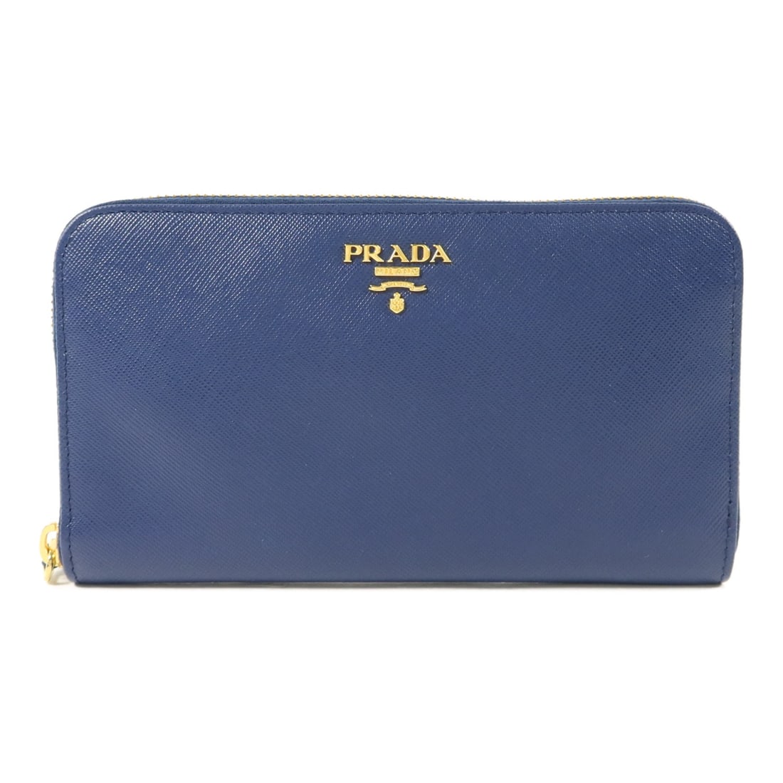 Prada Blue Calfskin Zip Around Long Wallet GHW (1 of 14)