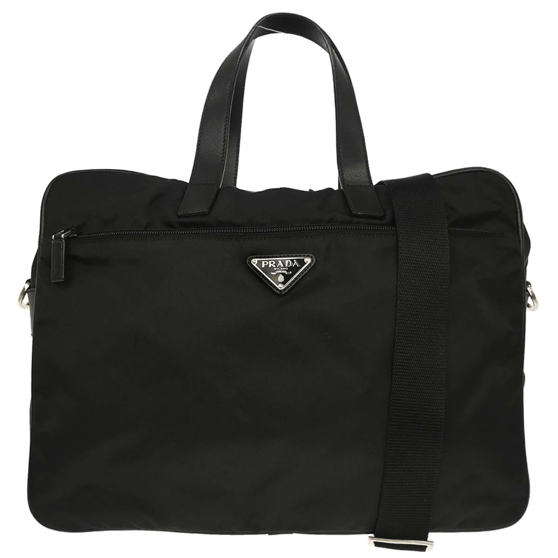 PRADA 2way briefcase handbag black nylon leather with shoulder strap (1 of 15)