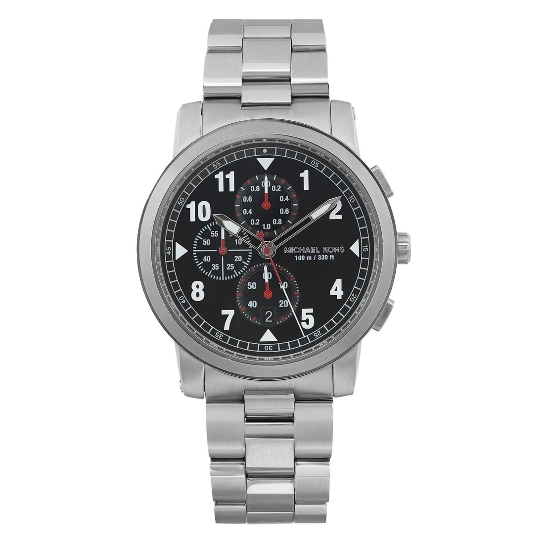 Michael Kors MK8549 Paxton mens chronograph watch black dial steel 44mm (1 of 4)