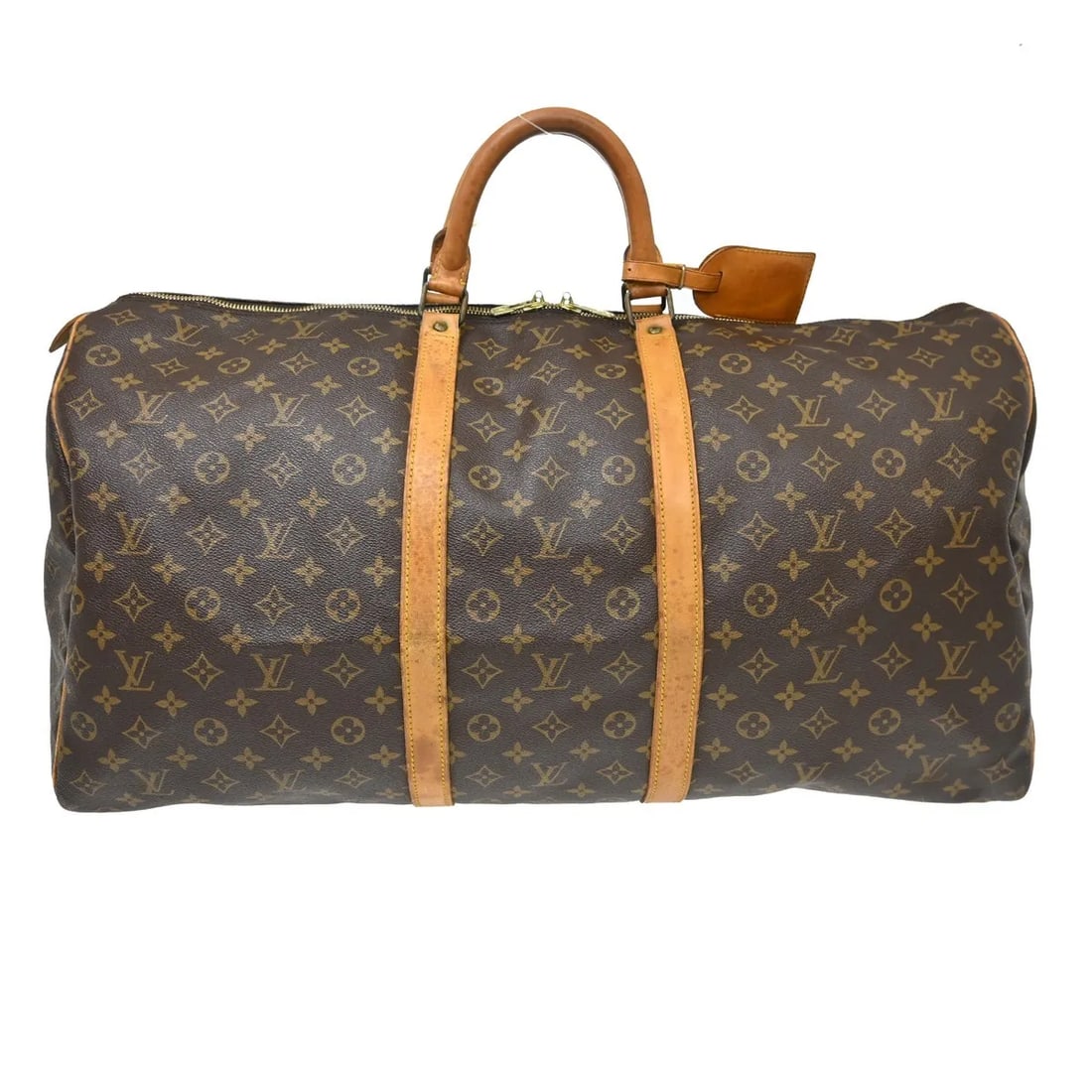 Louis Vuitton Keepall Monogram Canvas Travel Bag 60cm: Louis Vuitton Keepall Monogram Canvas Travel Bag 60cm This Louis Vuitton Keepall Bag features the iconic monogram canvas in brown, designed for women. The bag is crafted from durable canvas material a