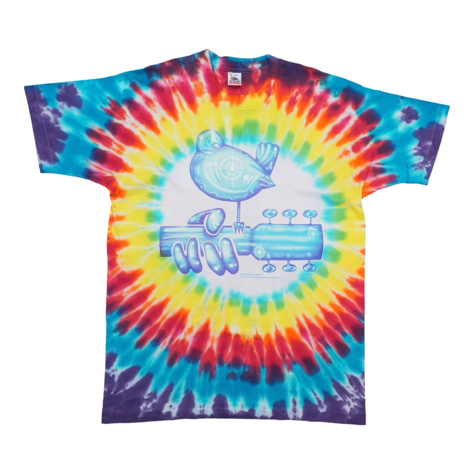 Vintage 1990s Woodstock Extra Large Cotton Tie Dye Graphic Shirt (1 of 6)