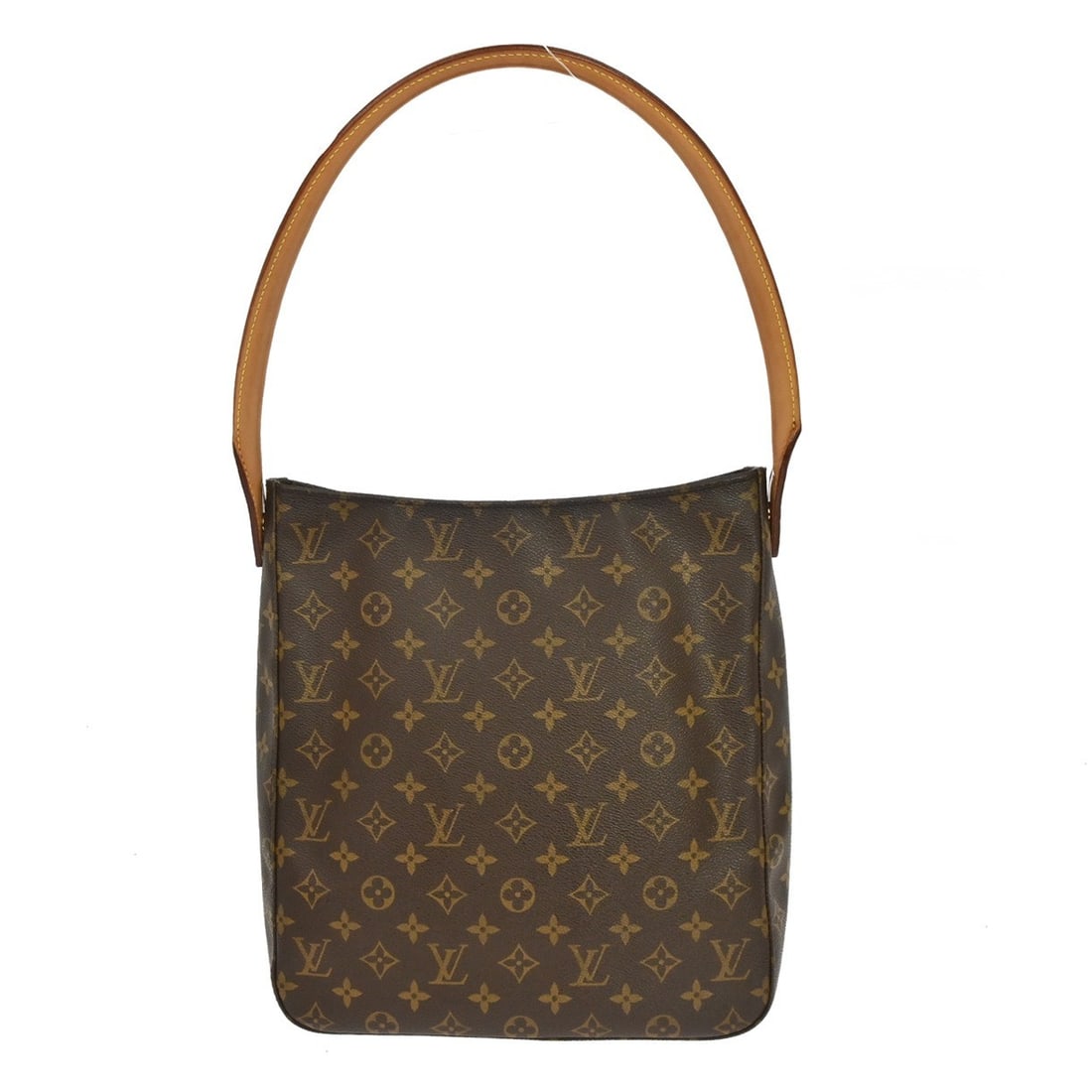 Louis Vuitton Looping GM Monogram Shoulder Bag M51145: Louis Vuitton Looping GM Monogram Shoulder Bag M51145 Vintage Louis Vuitton Looping GM shoulder bag in Monogram canvas with leather trim and a beige leather shoulder strap. The bag features a brown ex