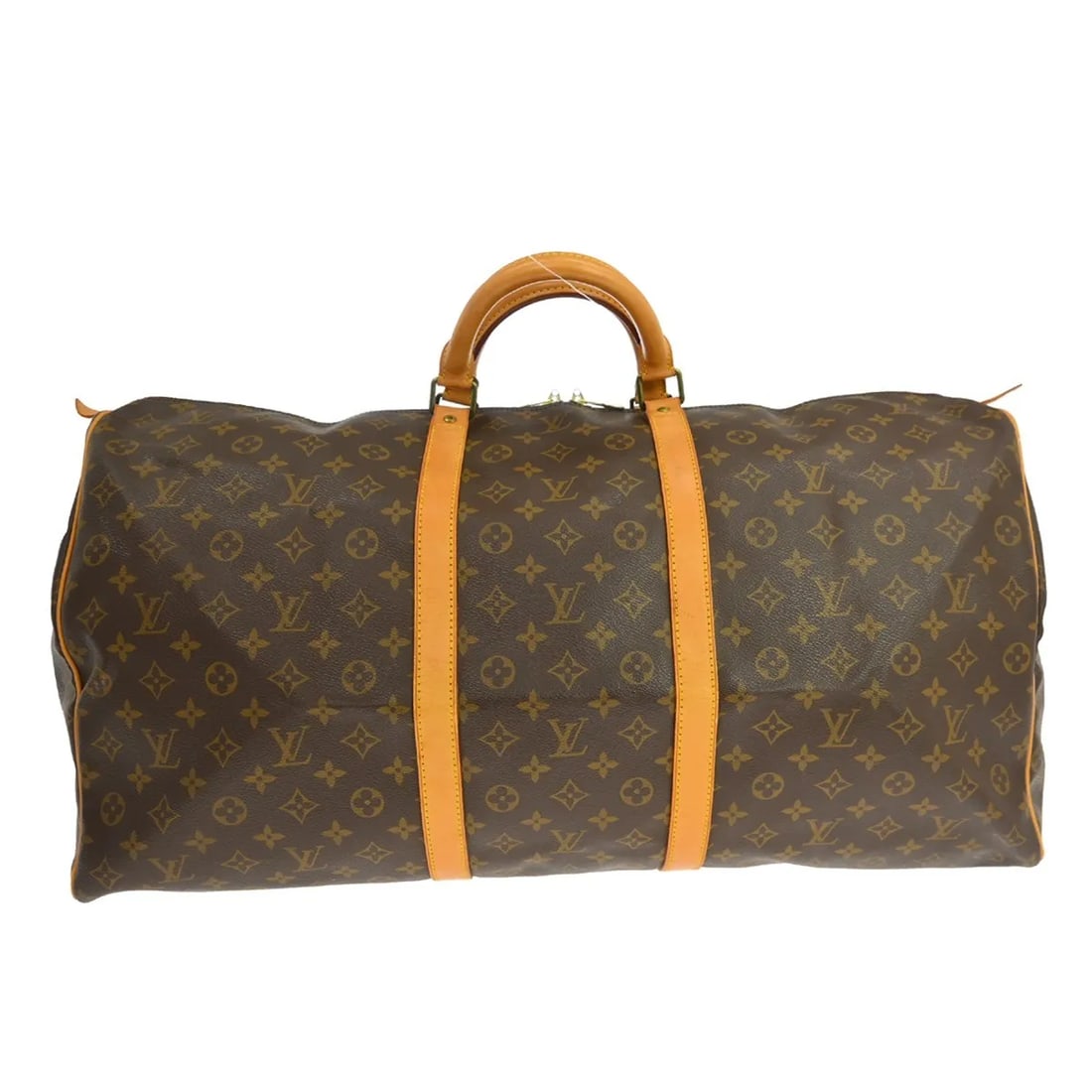 Louis Vuitton Keepall Unisex Brown Monogram Canvas Bag: Louis Vuitton Keepall Unisex Brown Monogram Canvas Bag Louis Vuitton Keepall in brown monogram canvas. This unisex travel bag is in good condition with visible wear. The exterior shows scuffs, scratch