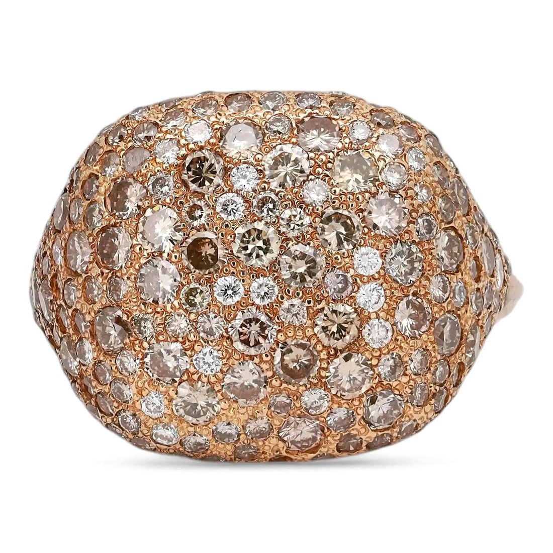 Salvini 18k Rose Gold Signet Ring With White and Brown Diamonds Size 6.5 (1 of 5)