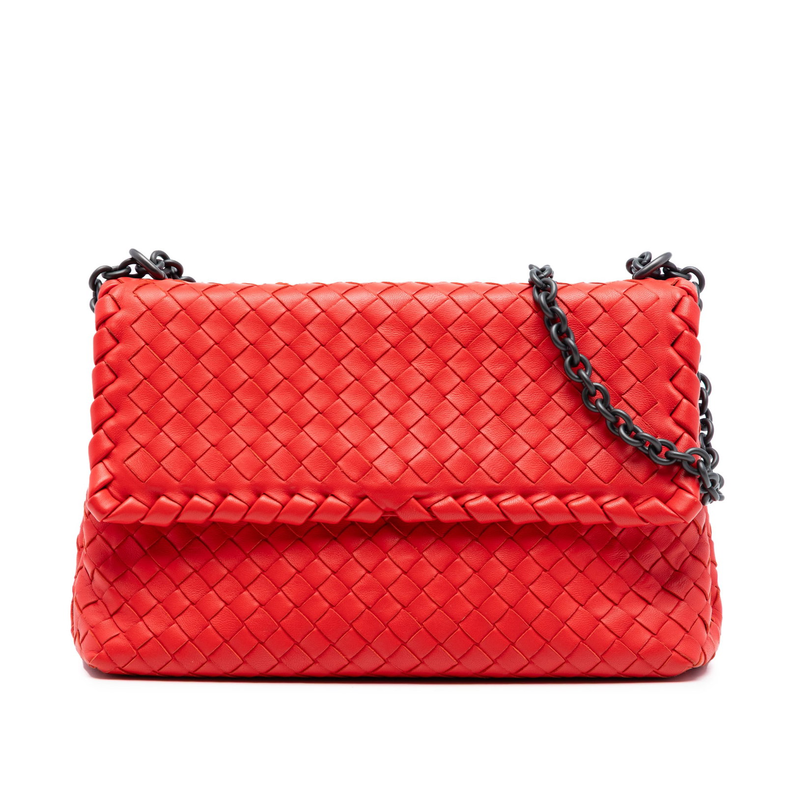Bottega Veneta Olimpia Small Orange Woven Leather Shoulder Bag (1 of 8)