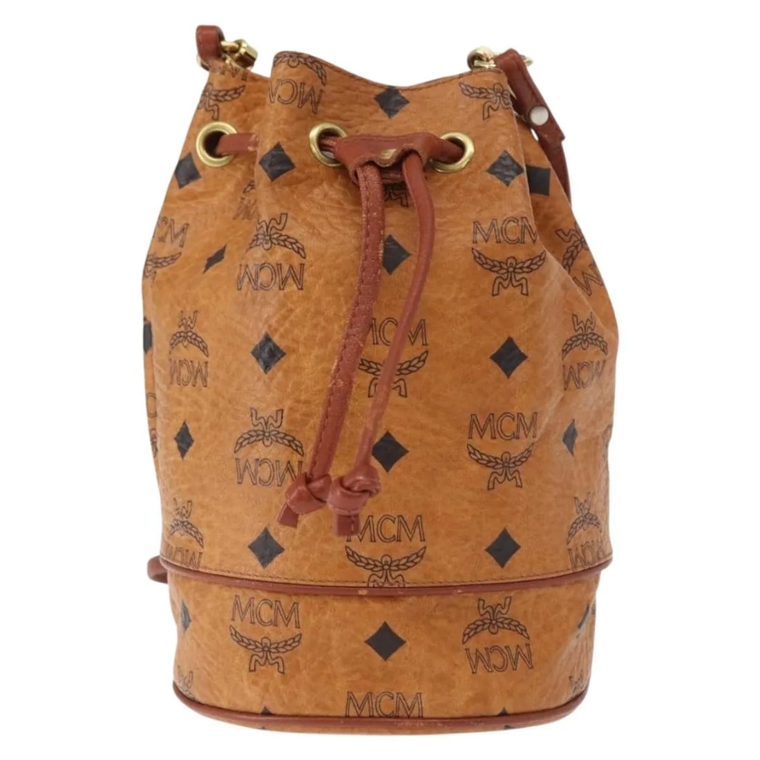 MCM Visetos Brown Canvas Leather Shoulder Bag: MCM Visetos Brown Canvas Leather Shoulder Bag This pre-owned MCM Visetos shoulder bag for women features a brown canvas body with leather accents. It shows normal signs of use, including surface rubbi