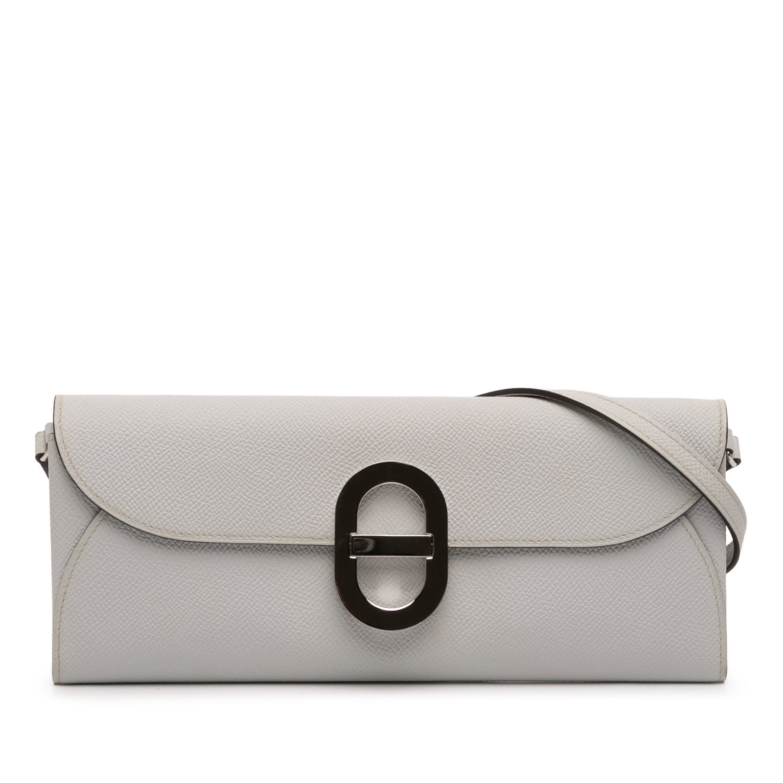 Hermes Maillon To Go Crossbody Epsom Leather Wallet in Gris Pale: Hermes Maillon To Go Crossbody Epsom Leather Wallet in Gris Pale This Hermes Epsom Maillon To Go Wallet is crafted in Gris Pale Epsom leather and designed as a crossbody bag. It features a detachable 