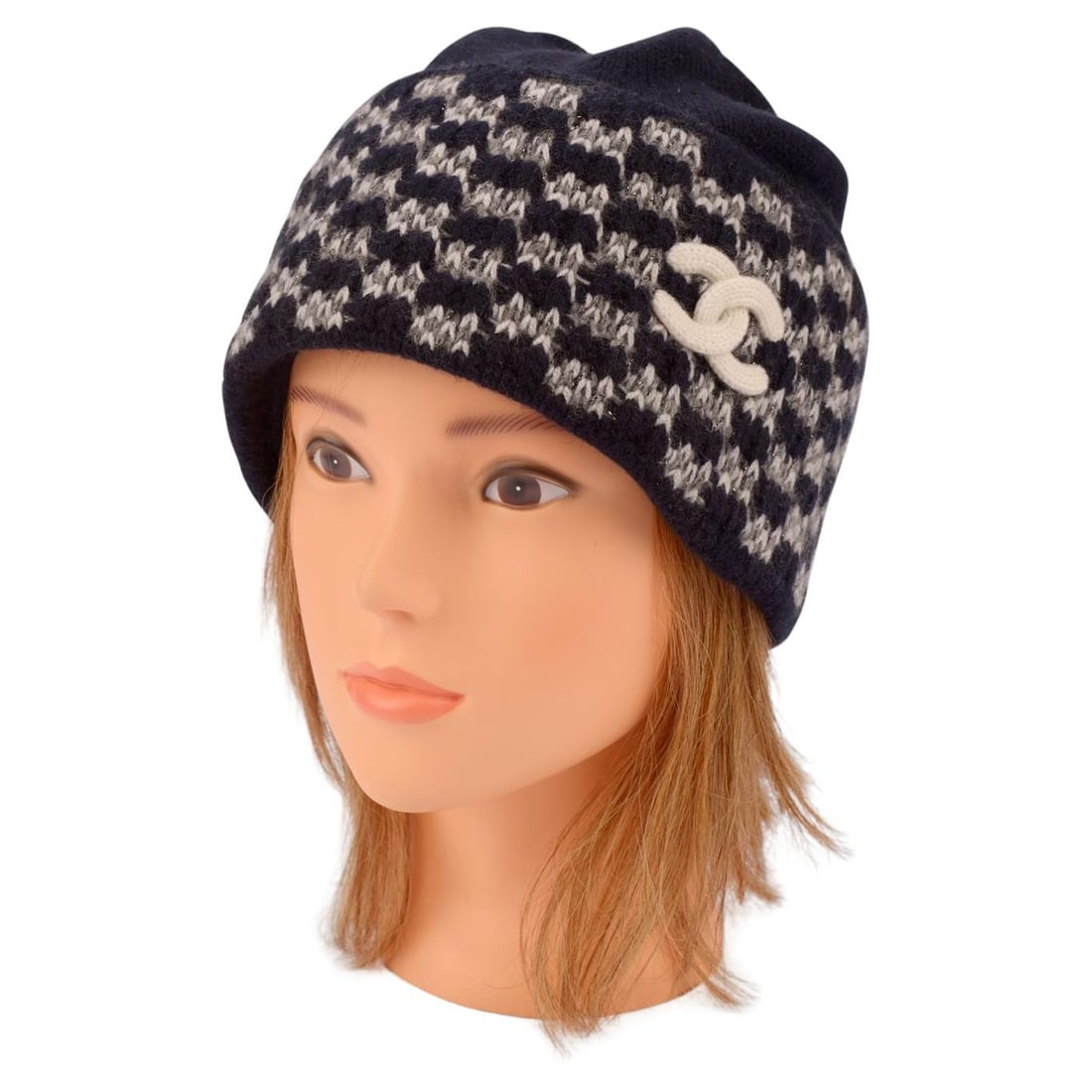 Chanel Checkered Cashmere Beanie 100% Cashmere Italy (1 of 6)