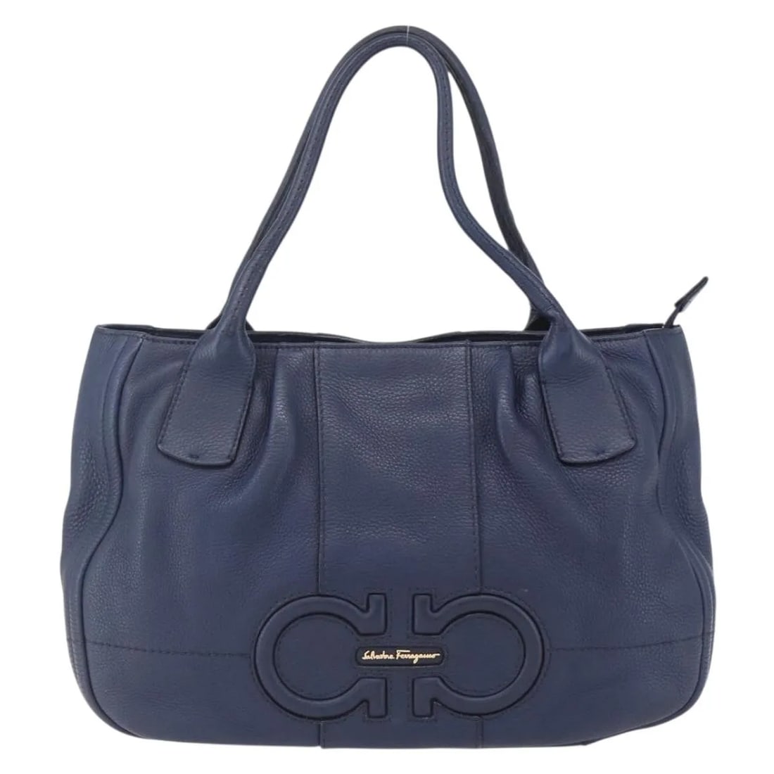 Ferragamo Izzie Gancini Blue Leather Tote Bag 37cm: Ferragamo Izzie Gancini Blue Leather Tote Bag 37cm The Salvatore Ferragamo Izzie Gancini Embossed Tote is crafted from blue leather and features an embossed Gancini motif. Designed for women, this Ita