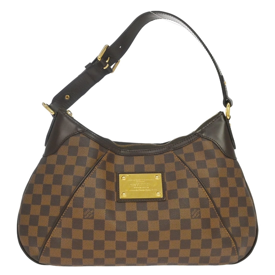 Louis Vuitton Thames GM Brown Damier Hobo Shoulder Bag N48181: Louis Vuitton Thames GM Brown Damier Hobo Shoulder Bag N48181 Louis Vuitton Thames GM hobo shoulder bag in Damier canvas and leather with a brown Ebene check pattern. This women's bag features a zip c