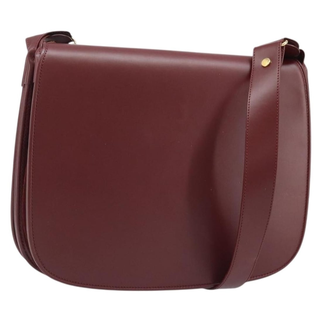 Cartier Leather Shoulder Bag in Bordeaux with Gold Tone Dust Bag (1 of 18)