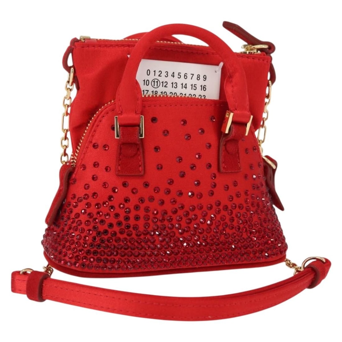 Maison Margiela 5AC Satin Shoulder Bag Red Gold Dust Bag: Maison Margiela 5AC Satin Shoulder Bag Red Gold Dust Bag Maison Margiela 5AC shoulder bag in red and gold satin. Made in Italy, this women's bag includes a dust bag and is in excellent condition with 