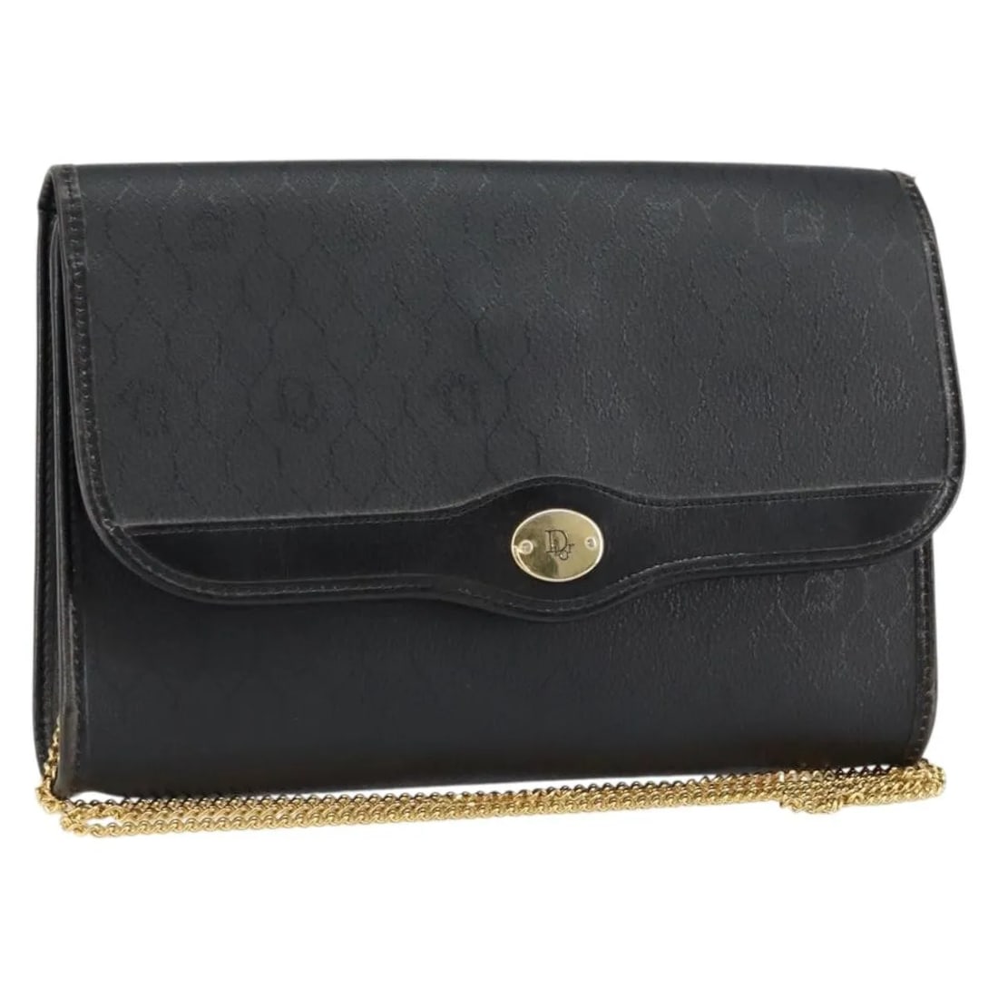 Christian Dior Vintage Honeycomb Flap Shoulder Bag Black Canvas: Christian Dior Vintage Honeycomb Flap Shoulder Bag Black Canvas This Christian Dior Vintage Honeycomb Flap Crossbody Bag is crafted from black coated canvas with leather accents. Designed for women, i