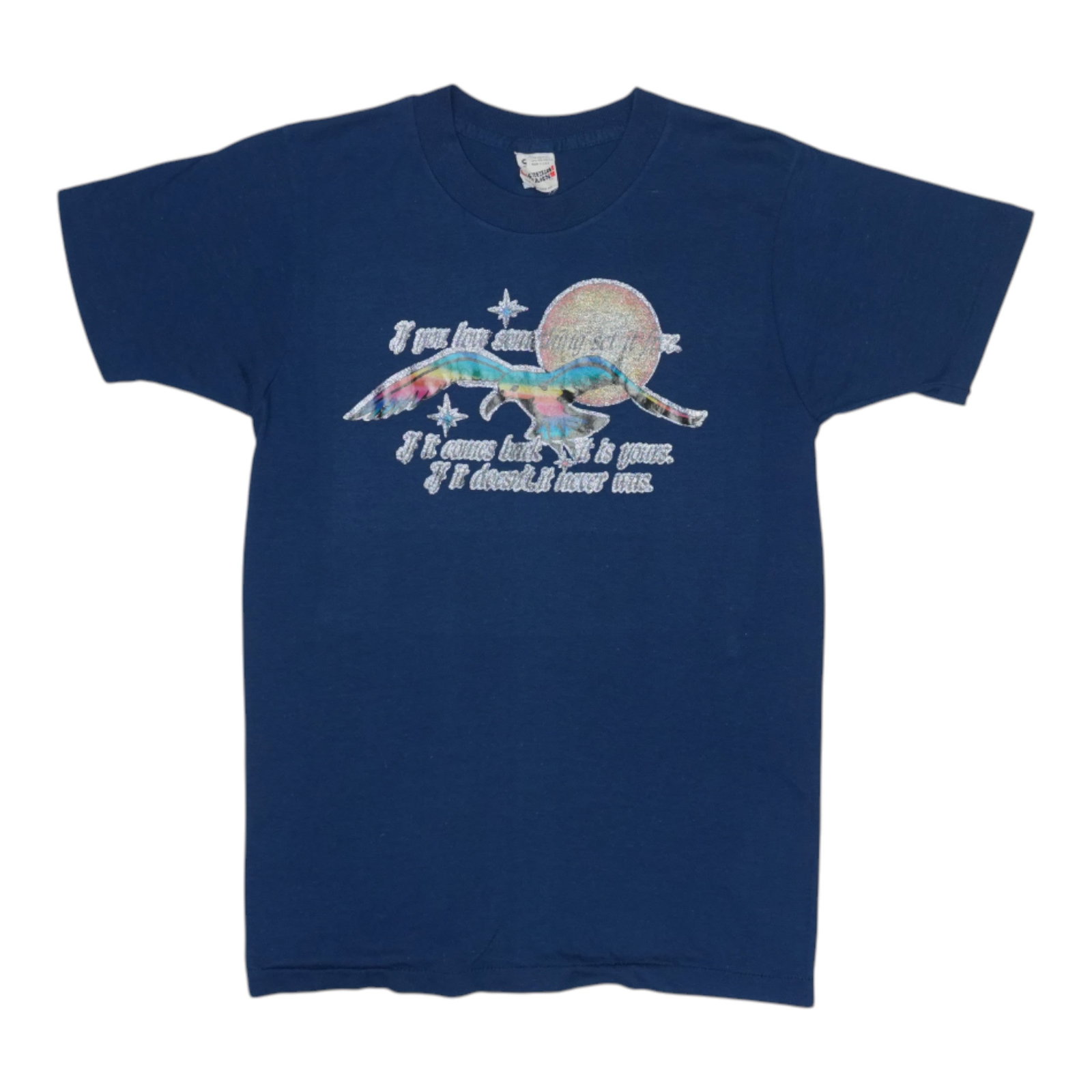 Vintage Blue 1980s If You Love Something Poly Cotton T Shirt Medium: Vintage Blue 1980s If You Love Something Poly Cotton T Shirt Medium This is an original vintage 1980s "If You Love Something" shirt, not a modern reproduction. The shirt features blue 50/50 poly/cotto