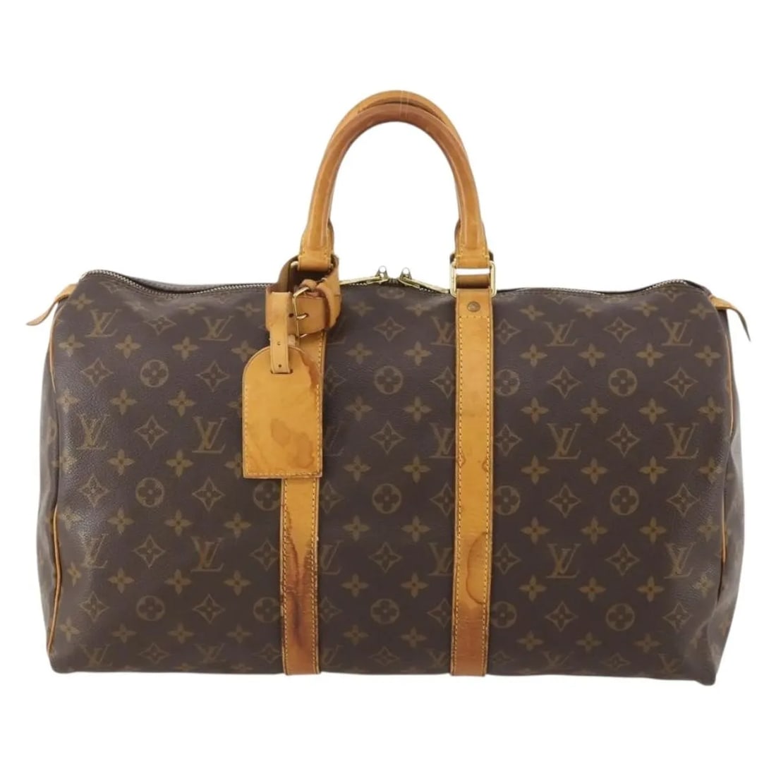 Louis Vuitton Keepall Monogram Canvas Travel Bag 45cm x 25cm x 20cm: Louis Vuitton Keepall Monogram Canvas Travel Bag 45cm x 25cm x 20cm This Louis Vuitton Keepall Bag features the iconic monogram canvas in brown and is designed for unisex use. Made in France, the bag 