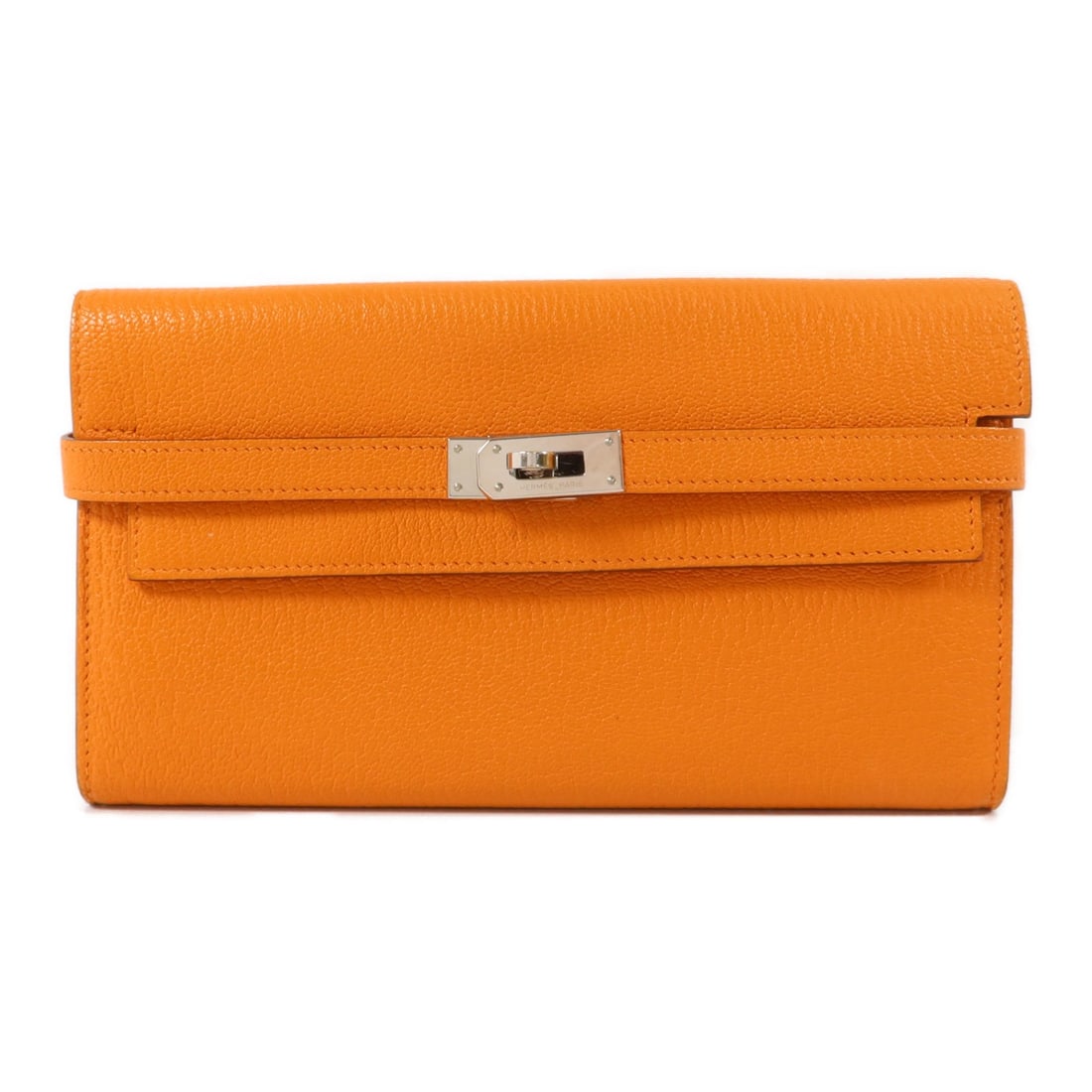 Hermes Kelly Long Bifold Wallet Orange Goatskin PHW (1 of 18)