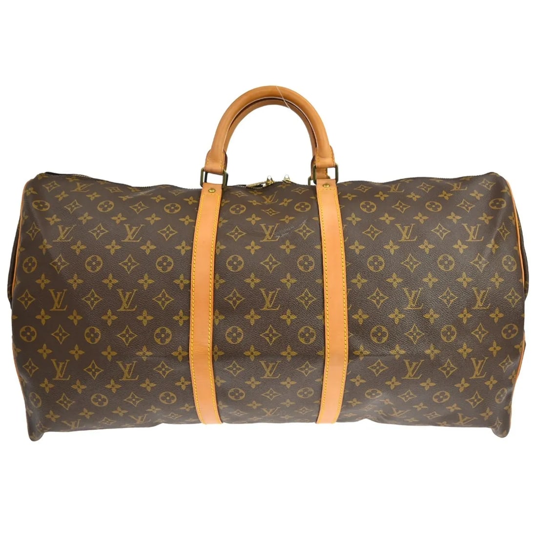 Louis Vuitton Keepall Unisex Brown Monogram Canvas Bag: Louis Vuitton Keepall Unisex Brown Monogram Canvas Bag Louis Vuitton Keepall in brown monogram canvas. This unisex travel bag is made in France and remains in good condition with visible wear from use