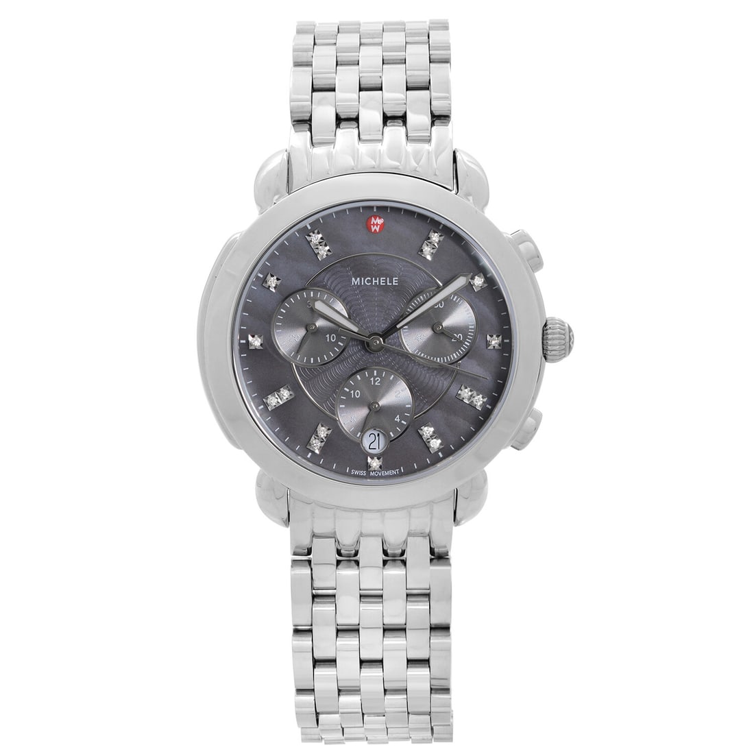 Michele Sidney 36 Chronograph Diamond Dial Ladies Watch MWW30A000027 (1 of 6)