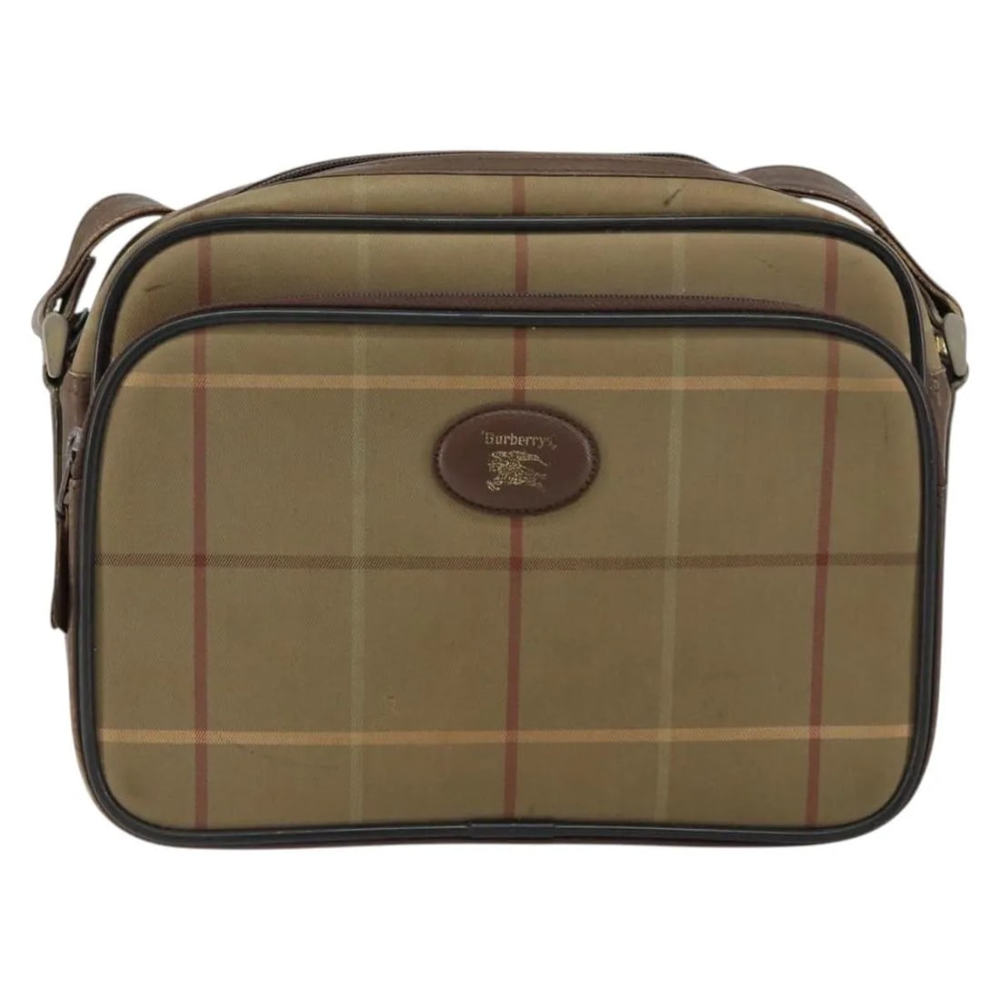 Burberry Nova Check Beige Canvas Shoulder Bag: Burberry Nova Check Beige Canvas Shoulder Bag This pre-owned Burberry Nova Check shoulder bag for women features a beige canvas body with a classic check pattern. It includes leather elements and meta