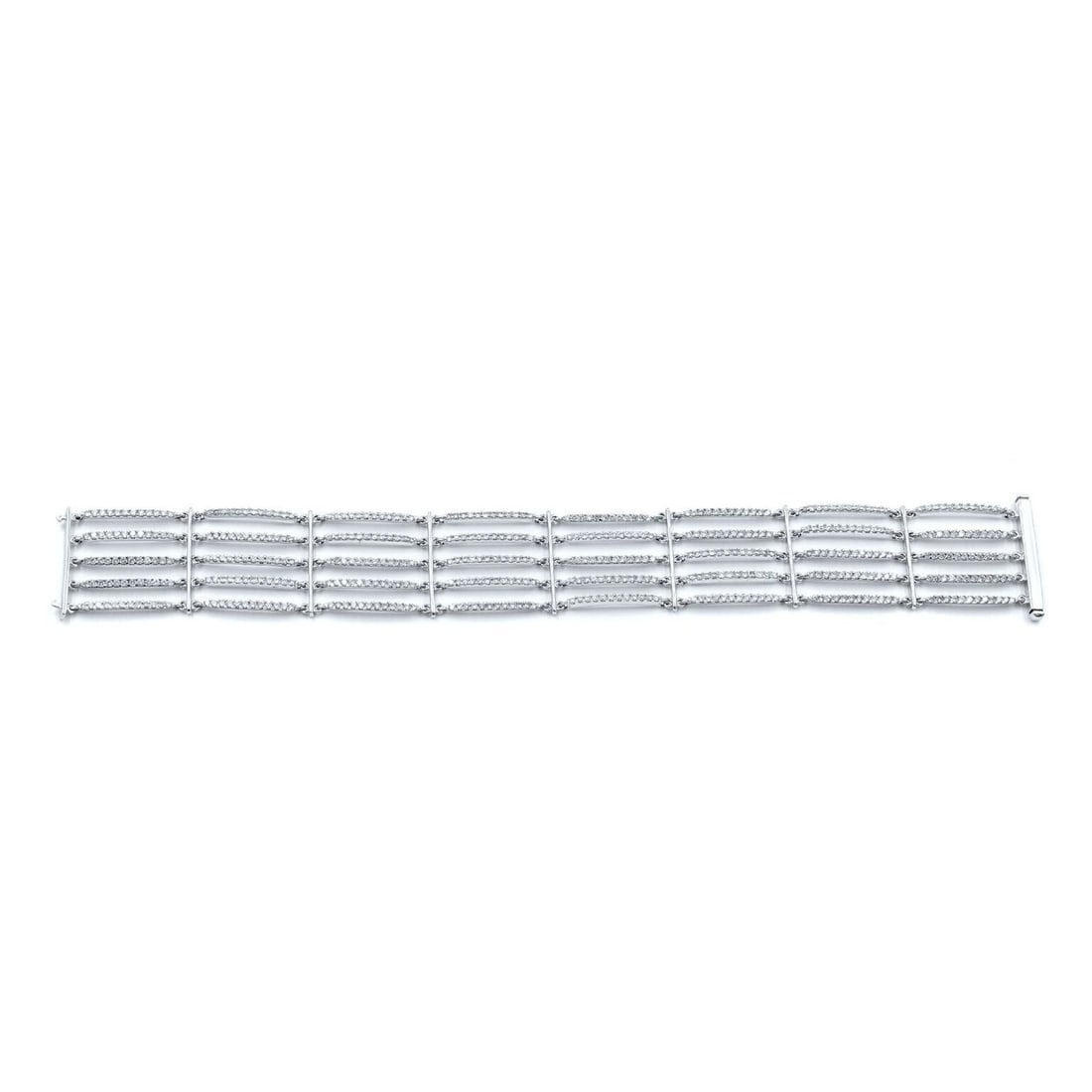 Rachel Koen 18K White Gold Diamond Bracelet 7.25 Inches Handmade: Rachel Koen 18K White Gold Diamond Bracelet 7.25 Inches Handmade Exquisite Rachel Koen diamond bracelet handcrafted in 18K white gold, boasting a length of 7.25 inches and a width of 21mm. This stunni