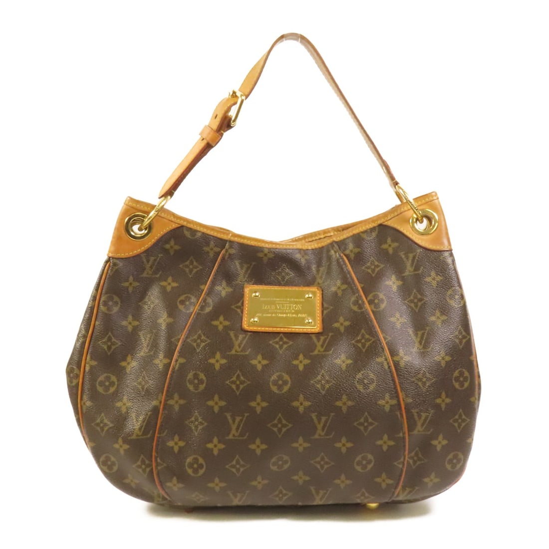 Galliera GM Handbag by Louis Vuitton Monogram Canvas with Gold Hardware: Galliera GM Handbag by Louis Vuitton Monogram Canvas with Gold Hardware This Louis Vuitton Galliera GM handbag features the classic monogram pattern in brown PVC coated canvas. Designed in a regular s