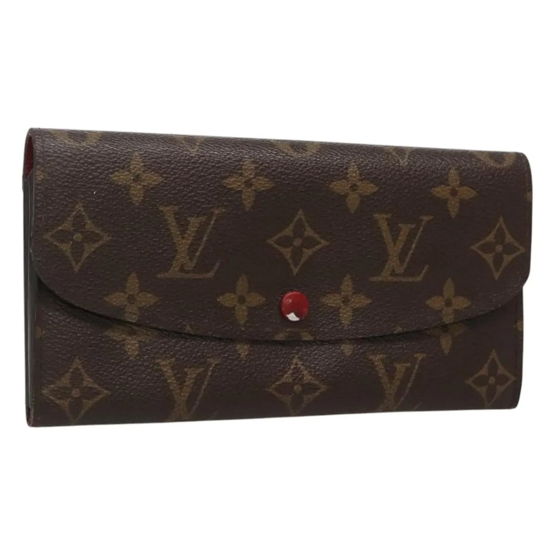 Emilie Wallet in Monogram Canvas with Red Interior by Louis Vuitton: Emilie Wallet in Monogram Canvas with Red Interior by Louis Vuitton The Louis Vuitton Emilie Wallet features the iconic Monogram canvas design with a red interior, crafted for women. Made in Spain, th