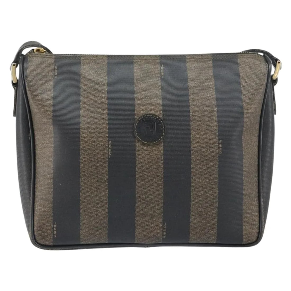 Fendi Vintage Pequin Brown Canvas Shoulder Bag: Fendi Vintage Pequin Brown Canvas Shoulder Bag This vintage Fendi Pequin shoulder bag for women features a brown canvas body with leather accents. It measures 25cm x 21cm x 9cm and was made in Italy. 