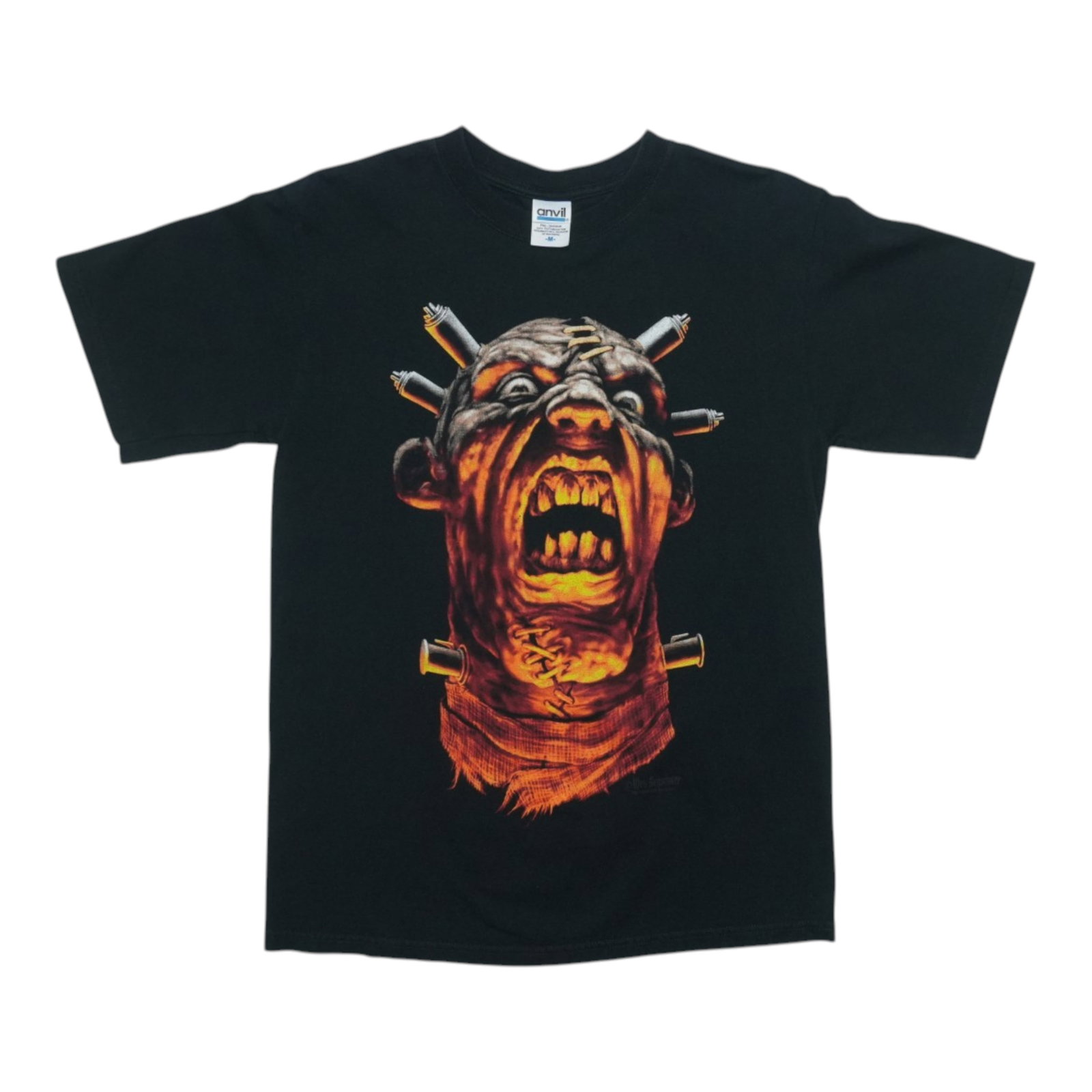 Vintage 1990s Frankenstein Graphic Shirt by Wes Benscoter Black Cotton Medium (1 of 4)