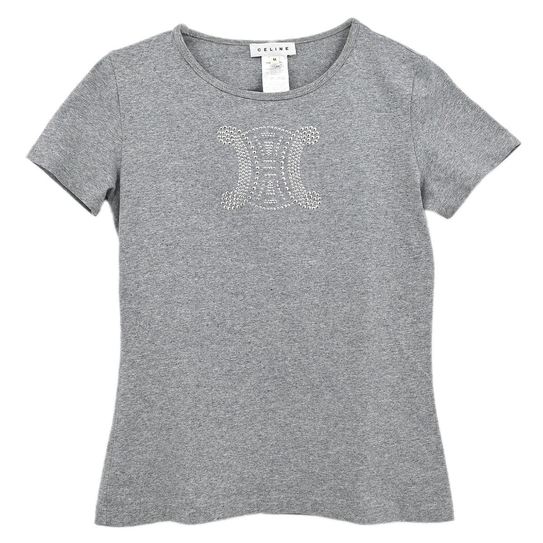 CELINE Macadam Gray Short Sleeve T Shirt Womens M: CELINE Macadam Gray Short Sleeve T Shirt Womens M Vintage Celine Macadam T-shirt top in gray with a regular fit and classic round neck. This women's short-sleeve basic top is made in Portugal from a c