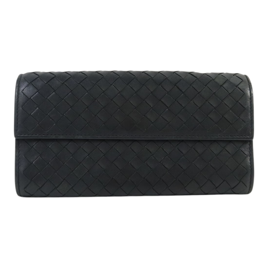 Bottega Veneta Intrecciato Black Leather Long Bifold Wallet: Bottega Veneta Intrecciato Black Leather Long Bifold Wallet This Bottega Veneta long wallet features the signature Intrecciato leather design in black. With a bifold style, it is suitable for unisex u