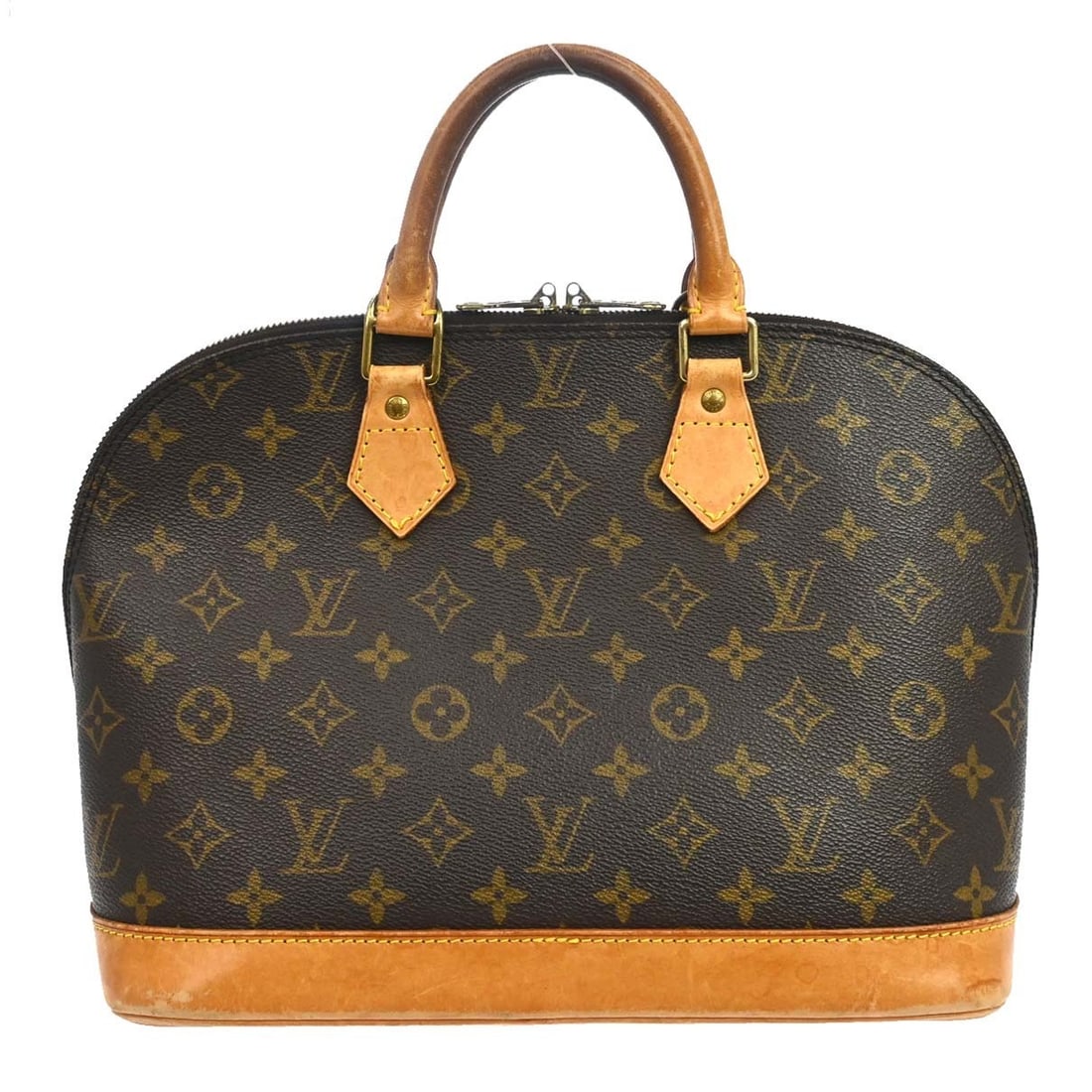 Louis Vuitton Alma M51130 Monogram Canvas Satchel Bag: Louis Vuitton Alma M51130 Monogram Canvas Satchel Bag Vintage Louis Vuitton Alma handbag in brown Monogram canvas with leather handles and trim. This women's medium handbag features a zip closure, dou