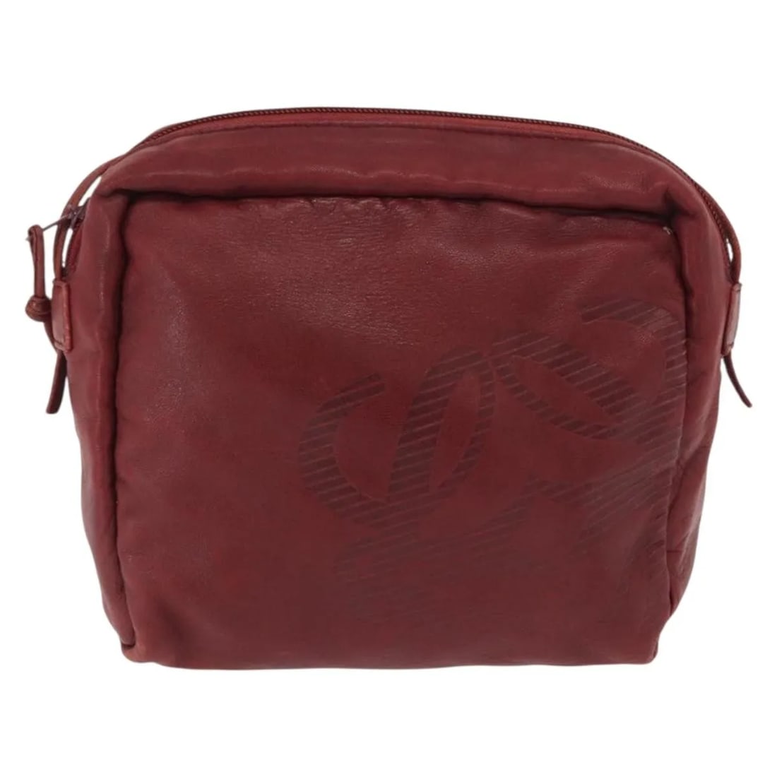 Loewe Vintage Red Leather Shoulder Bag 18cm x 13cm x 6cm: Loewe Vintage Red Leather Shoulder Bag 18cm x 13cm x 6cm This vintage Loewe shoulder bag for women features red leather construction with a shoulder strap and metal fittings. The bag shows signs of we