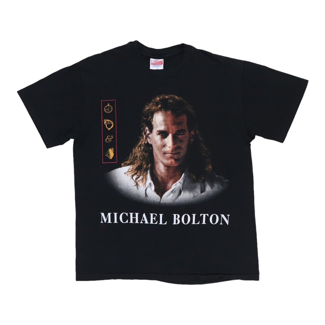 Vintage 1991 Michael Bolton Tour Graphic Cotton Black T Shirt: Vintage 1991 Michael Bolton Tour Graphic Cotton Black T Shirt This is an original vintage 1991 Michael Bolton "Time, Love and Tenderness" shirt featuring graphics on both the front and back. Made from